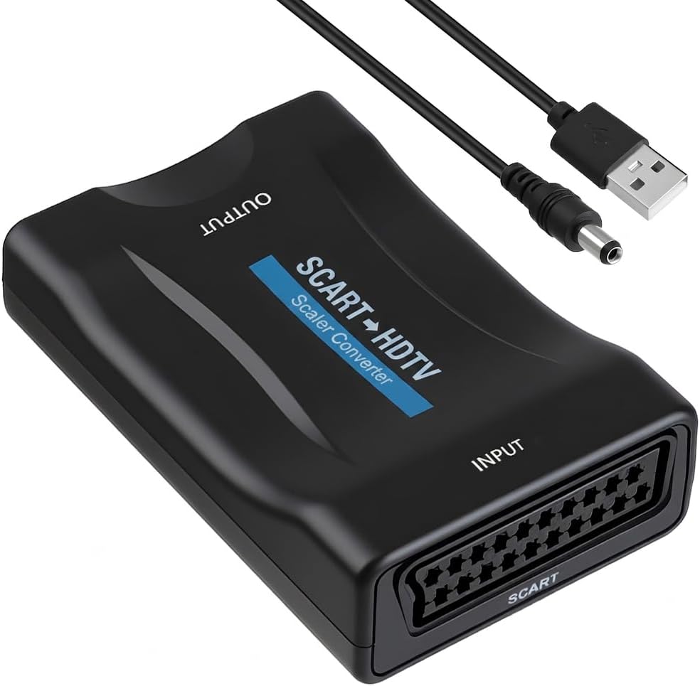 Scart-zu-hdmi-konverter – 1 Stück – Kompaktes Design – 720p/1080p-ausgang – Für Fernseher, Monitor Und Projektor – Schwarz