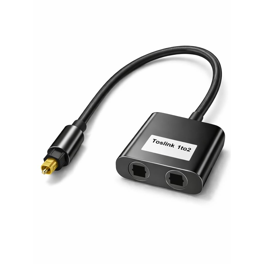 Glasfaser-splitter – 1 Auf 2 Ausgänge – 0,2 M Schwarzes Toslink-kabel – Kompakter Spdif-audio-splitter – Für Heimkino-tv