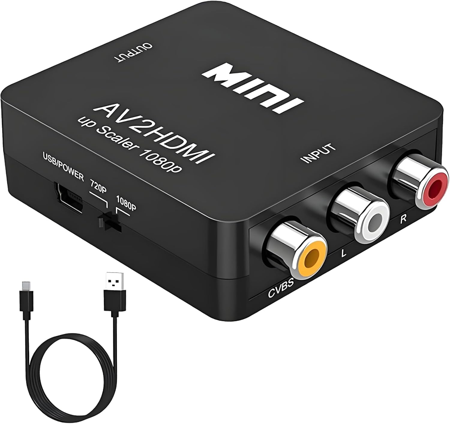 Rca-zu-hdmi-konverter – 1 Stück – Schwarz – 1080p-ausgang – Für Konsole Und Dvd-player