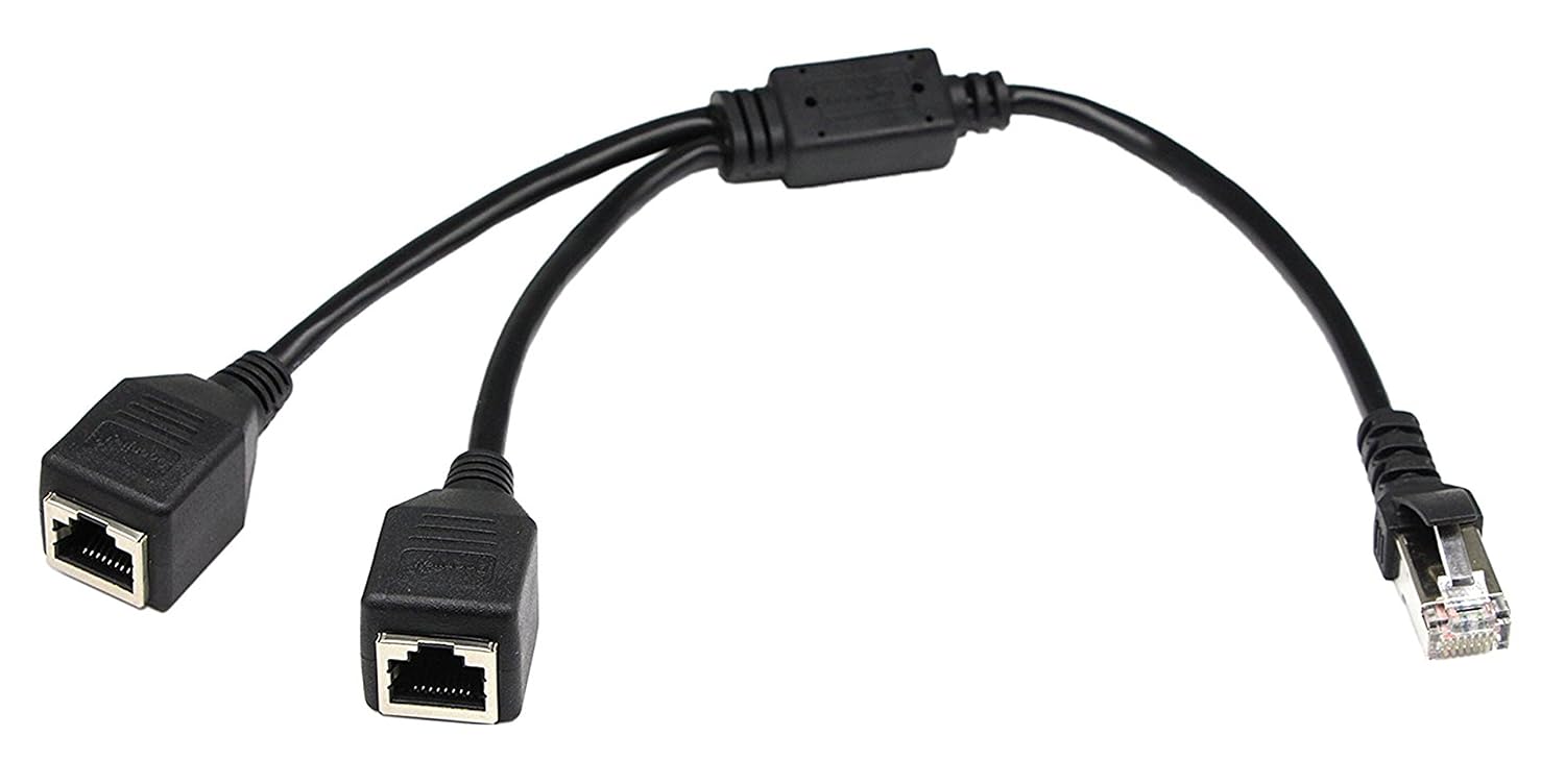 Rj45-netzwerkkabel – 1 Auf 2 Buchsen (y-stecker) – Ethernet-verbindungsteilung – Schwarz – 2,5 M