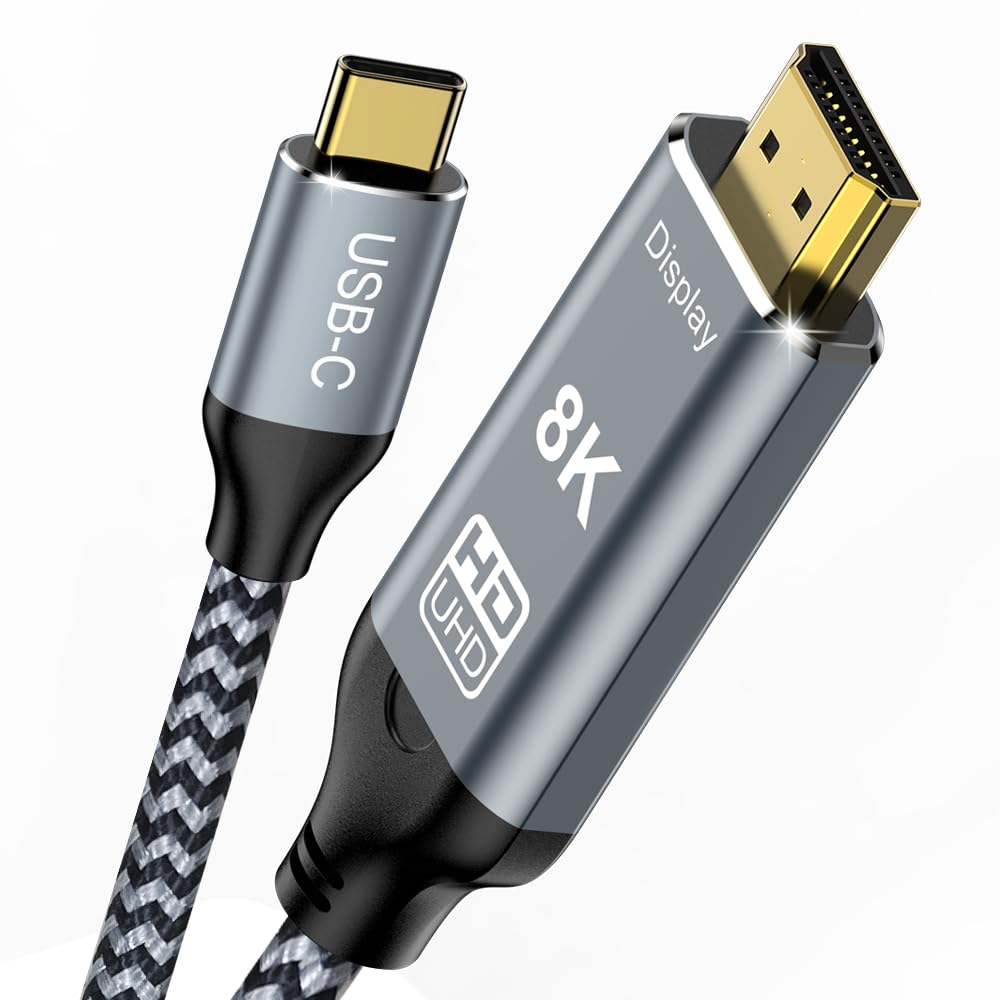 Usb-c-auf-hdmi-2.1-kabel – 2 M – Nylongeflecht – 8k@60hz, 4k@240hz – Pc, Tv, Monitor – Schwarz
