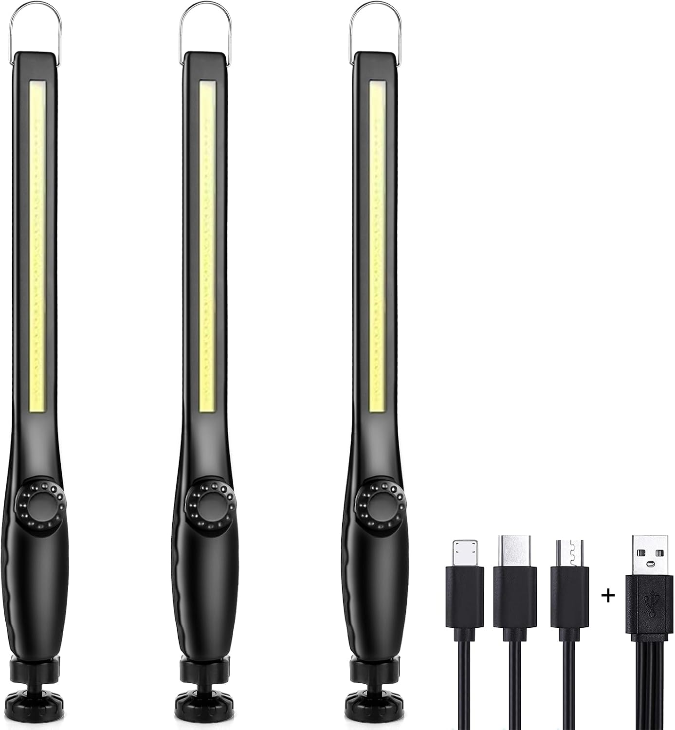 Led-arbeitsleuchte – 3er-pack – Wiederaufladbar, Abs – 360° Magnetisch – Garage/baustelle – 2200 Mah