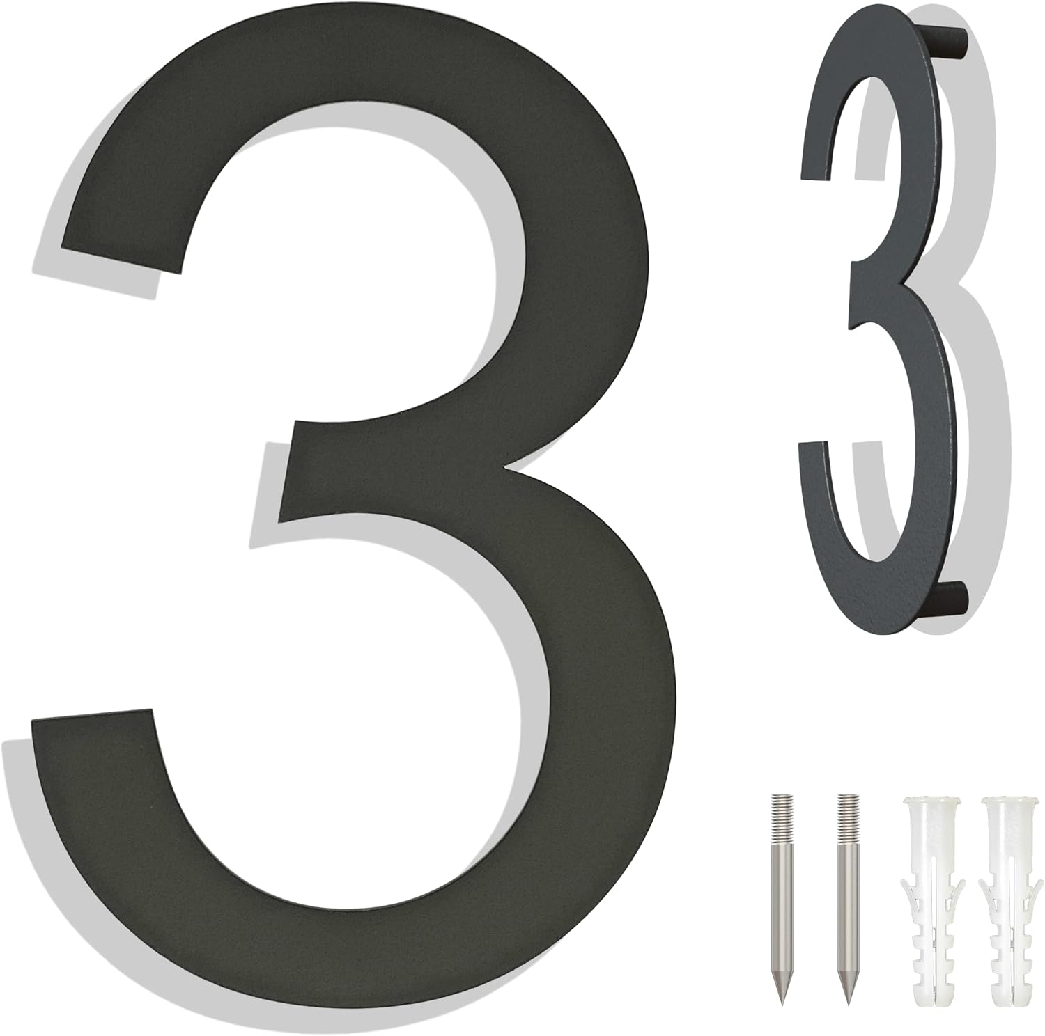 Hausnummer – 1-teilig – Edelstahl – Schwarz Ral 7016 – Wetterfest – 203 Mm