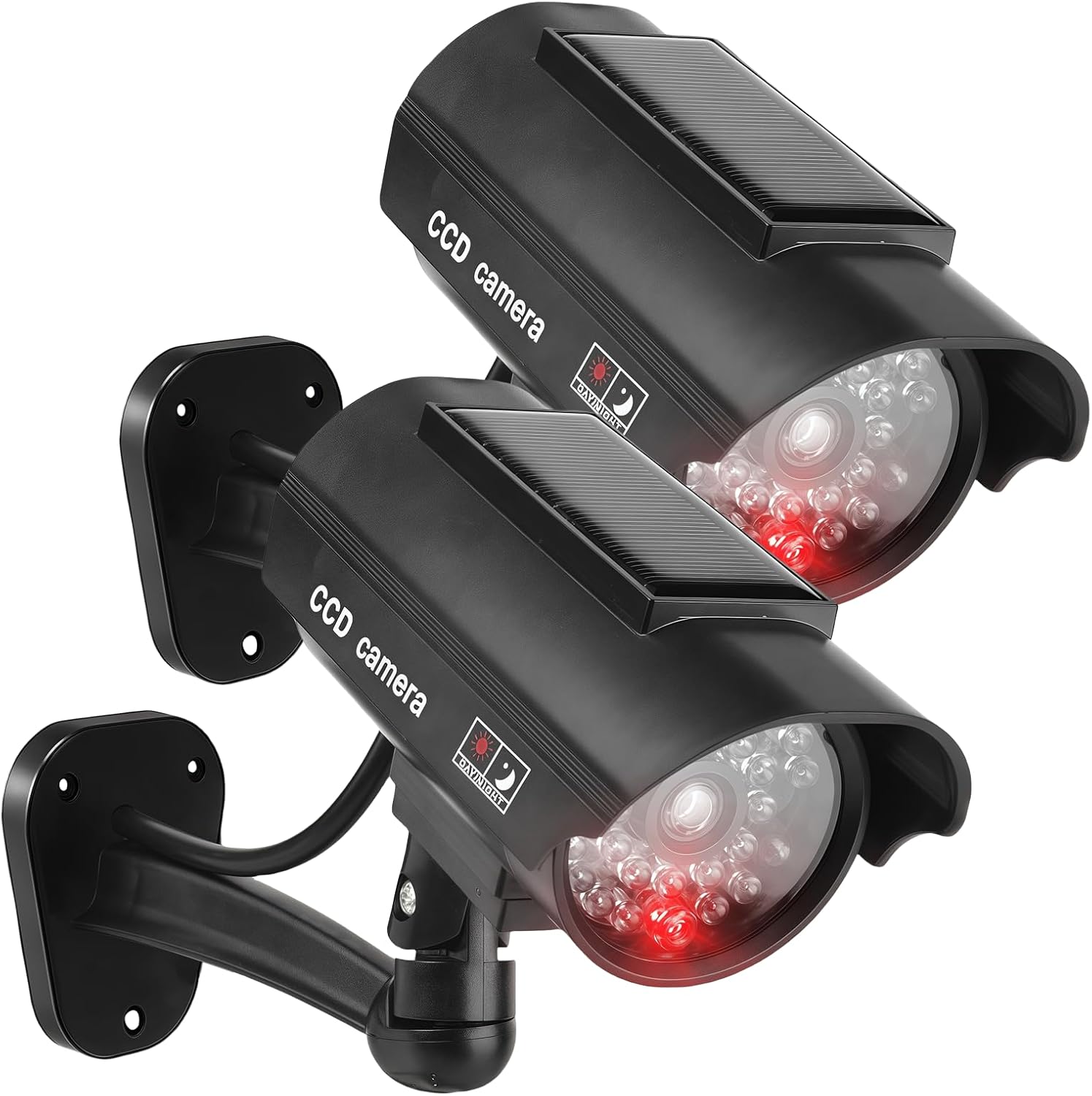 Attrappenkamera – 2er-pack – Schwarzes Abs – Blinkende Solar-led – Für Den Innen- Und Außenbereich – 190 X 135 Mm