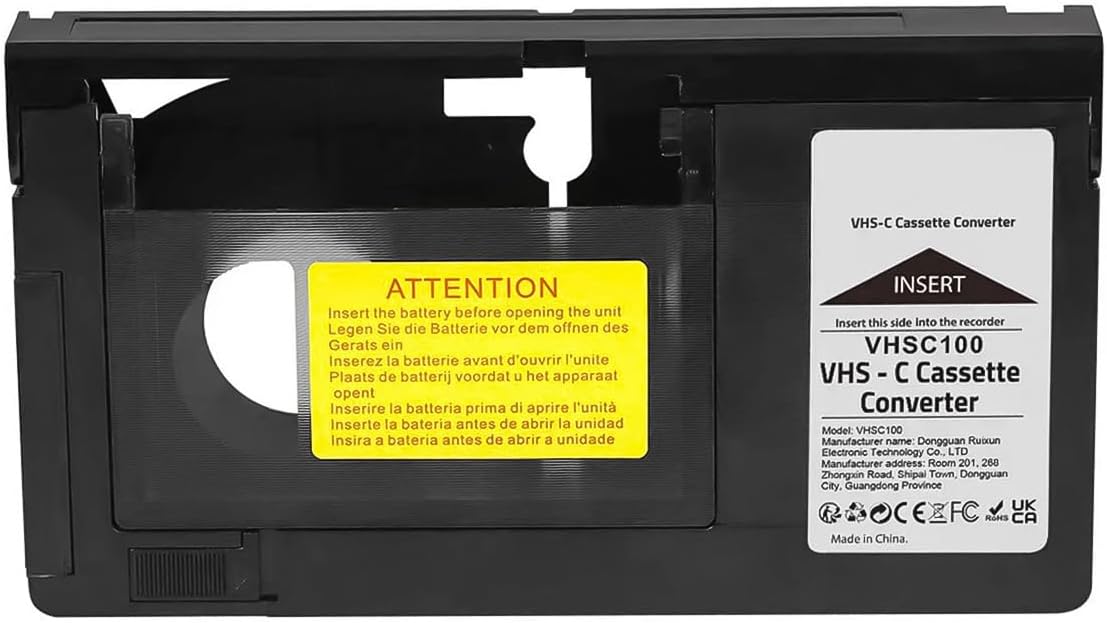 Vhs-c-auf-vhs-adapter – 1 Stück – Kunststoff – Camcorder-wiedergabe – Für Standard-videorecorder – Schwarz