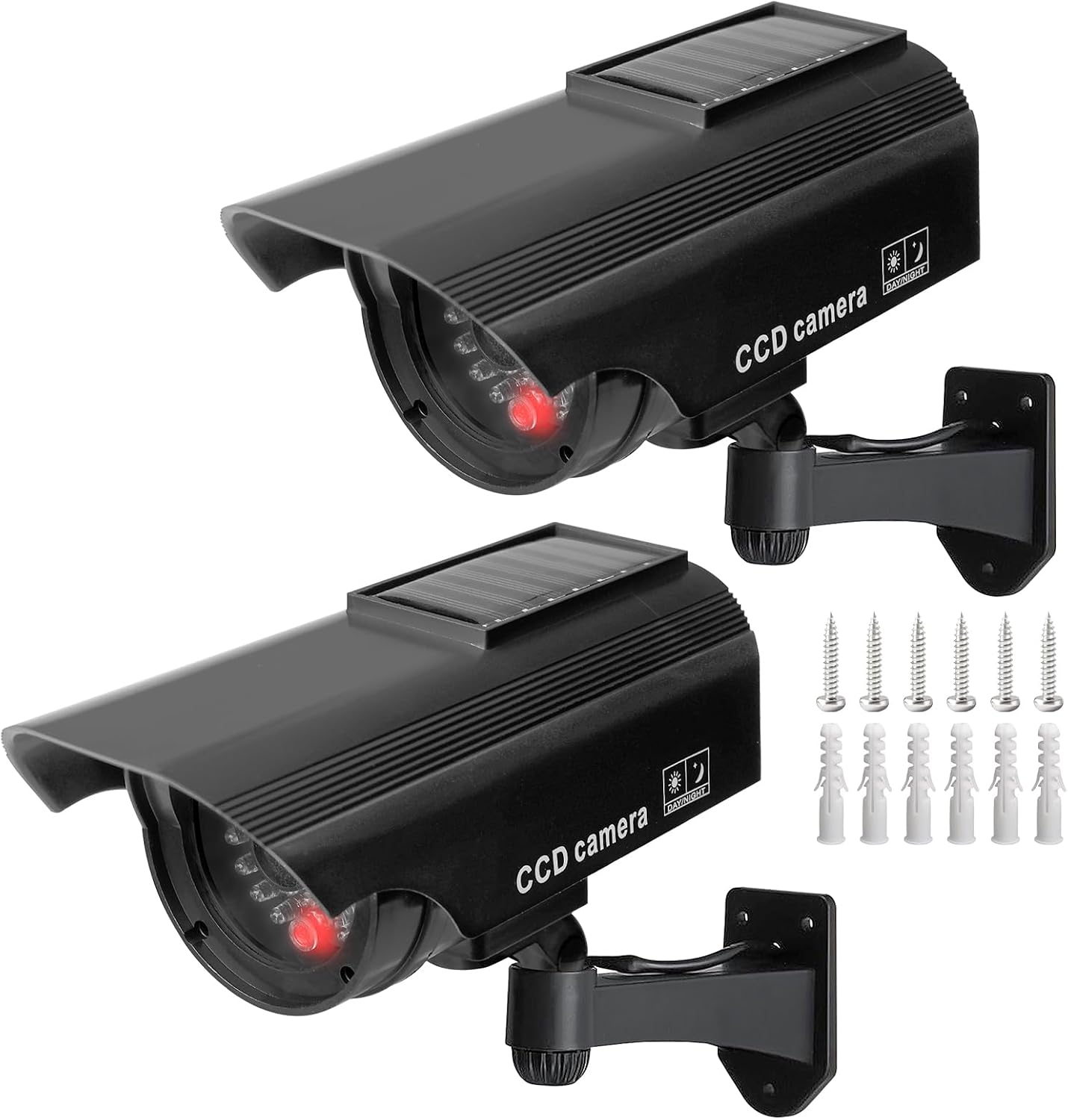 Attrappenkamera – 2er-pack – Schwarzes Abs – Blinkende Led – Für Den Innen- Und Außenbereich – 18 X 15,5 X 8 Cm