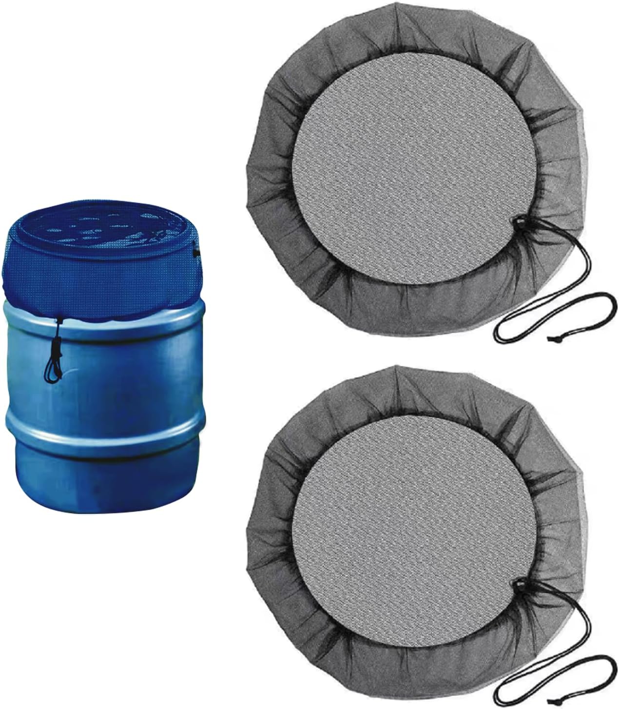 Moskitonetz – 2-teilig – Polyester – Kordelzug – Regentonne – 80 Cm – Schwarz