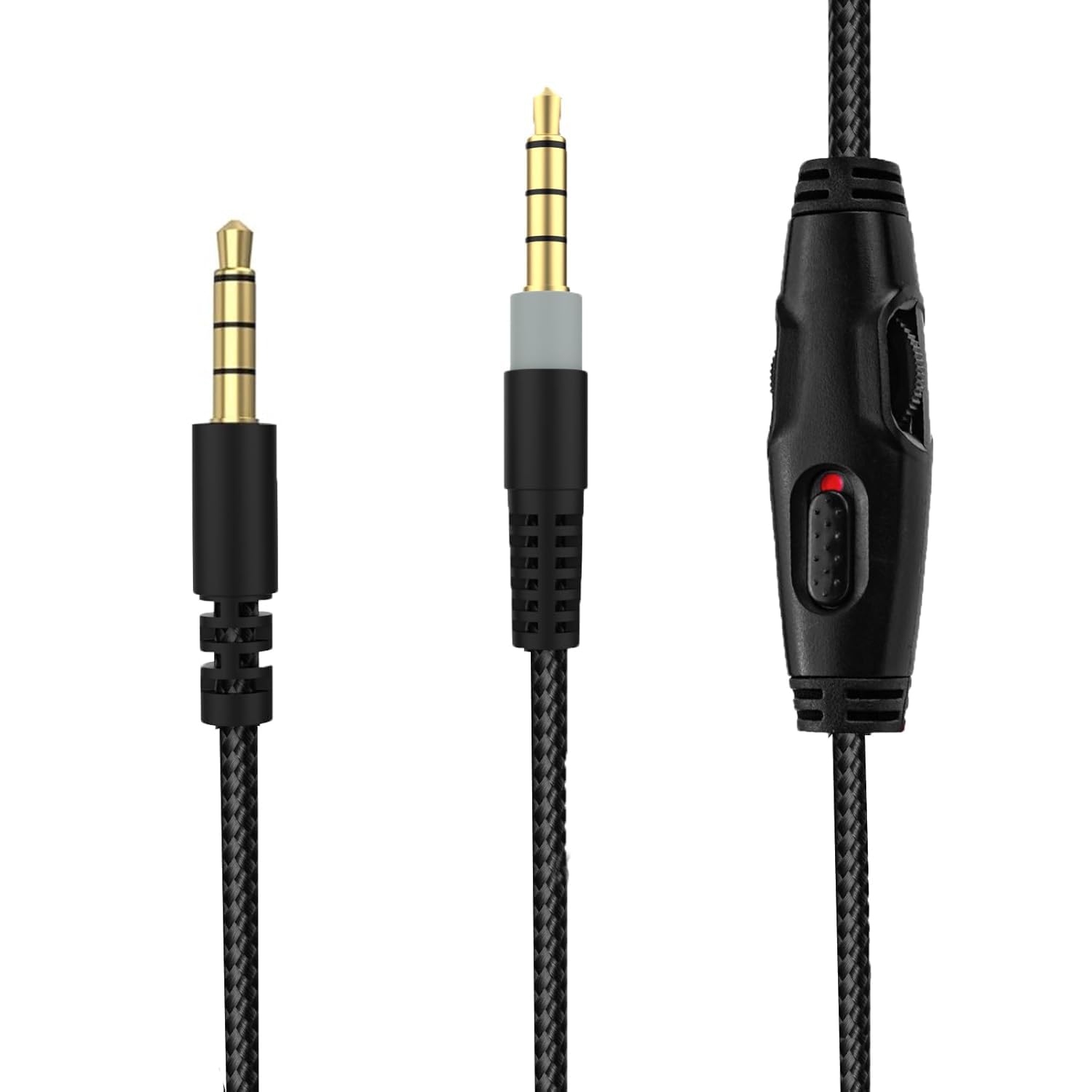 3,5-mm-audiokabel – 1 Stück – Geflochten, Schwarz – Lautstärke- Und Stummschaltungsregler – Logitech Hyperx Headset – 1,5 M