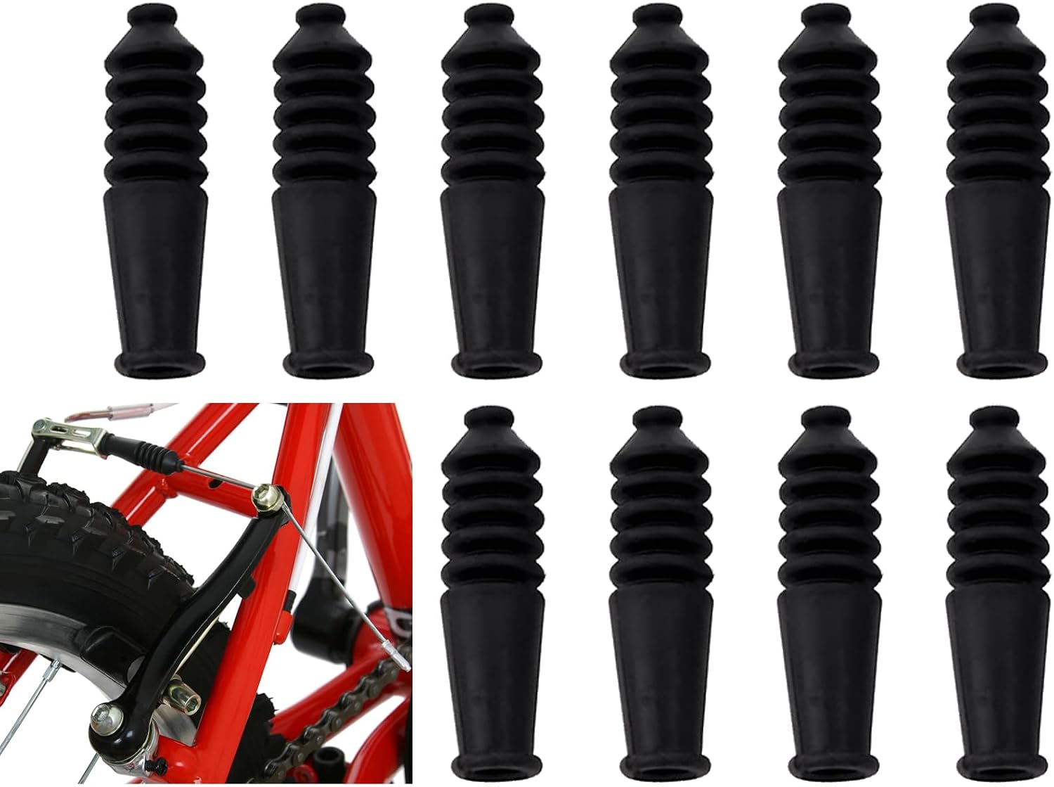 Fahrradbalg – 10er-pack – Gummi – V-brake-kabelführung – Staubschutz – 37 Mm Schwarz