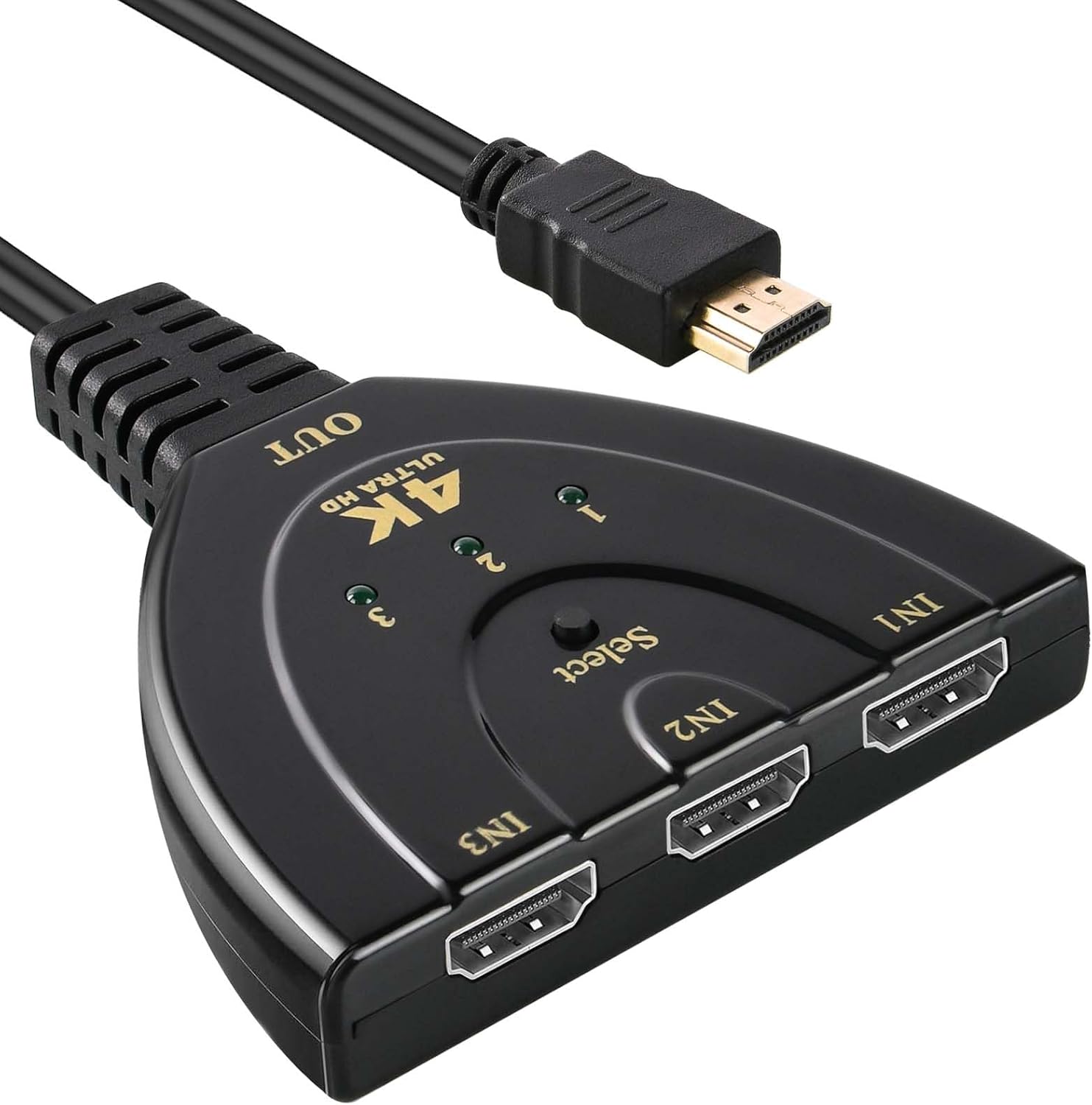 3-port-hdmi-switch – 1 4k-3d-ausgang – Vergoldet – Für Spielekonsolen Und Fernseher