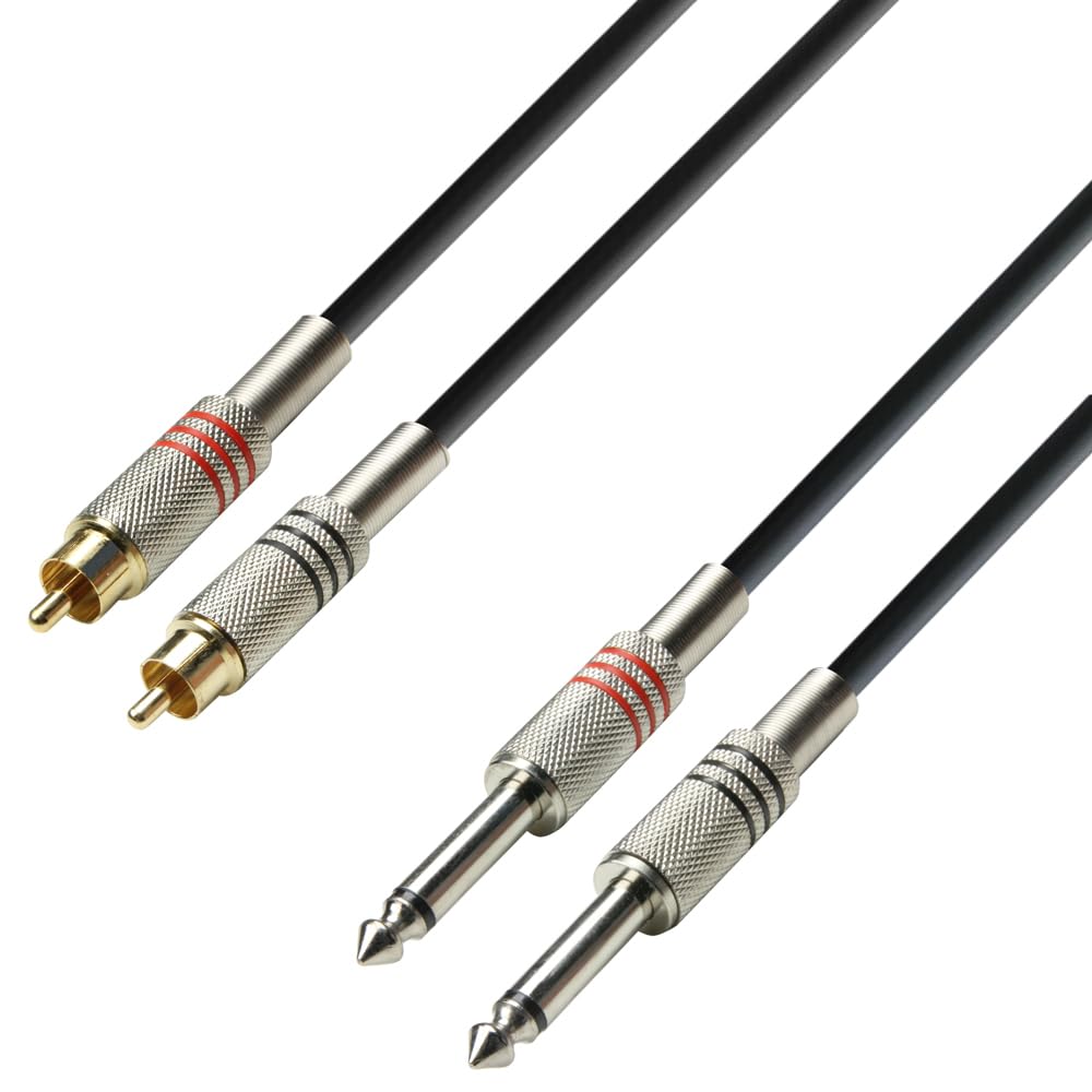 Audiokabel – 3 M – 2 Cinch-stecker Auf 2 6,35-mm-klinkenstecker – Spiralgeschirmt – Studio Und Hifi – Schwarz