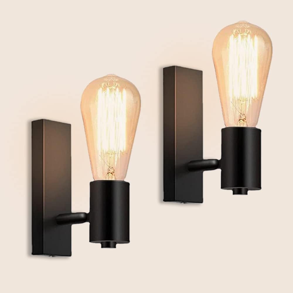 2er-set Wandleuchten – Metall – Industriedesign – 360° Verstellbare Strahler – Für Wohnzimmer Und Flur – Schwarz, 20 X 6,5 Cm