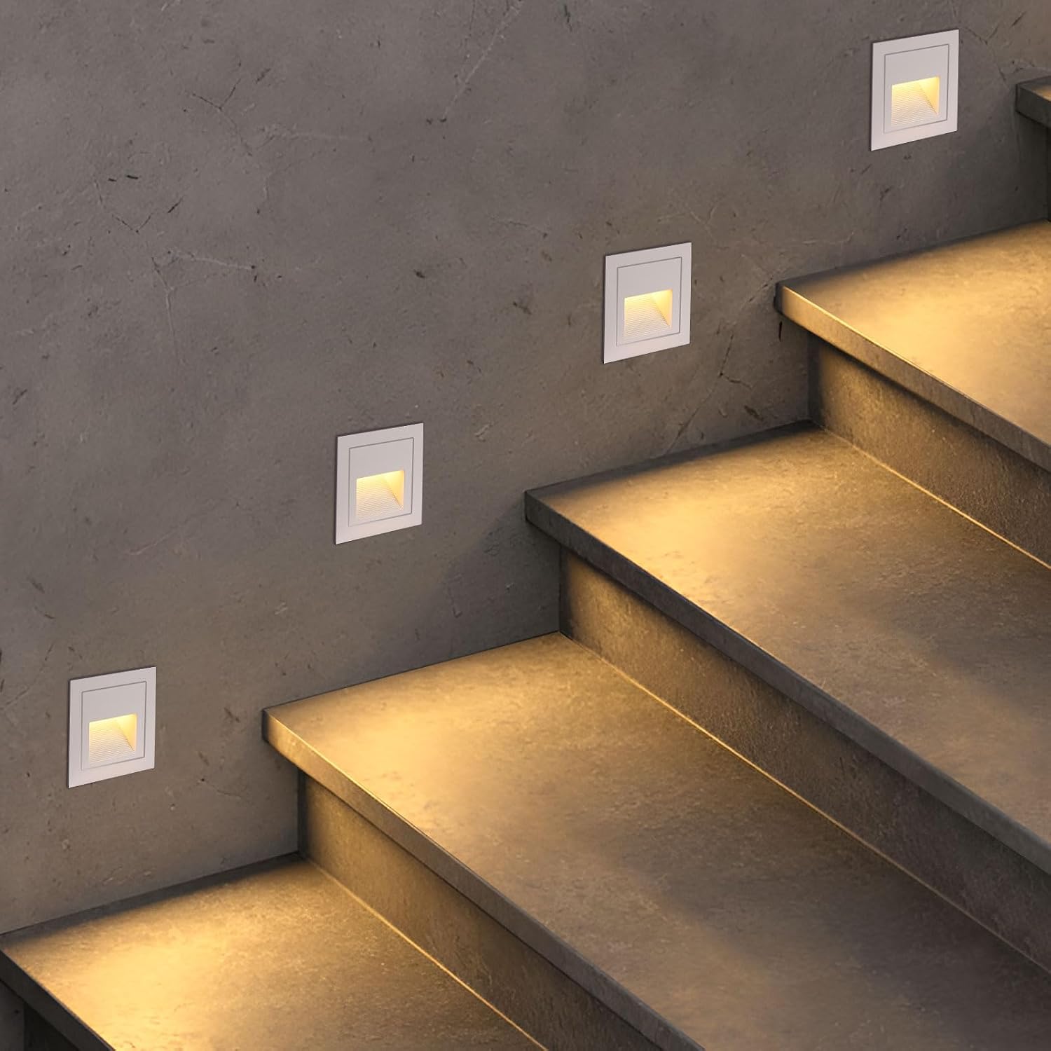 Set Mit 4 Led-einbau-wandleuchten 3w 3000k Schwarz Für Treppenhaus Und Flur