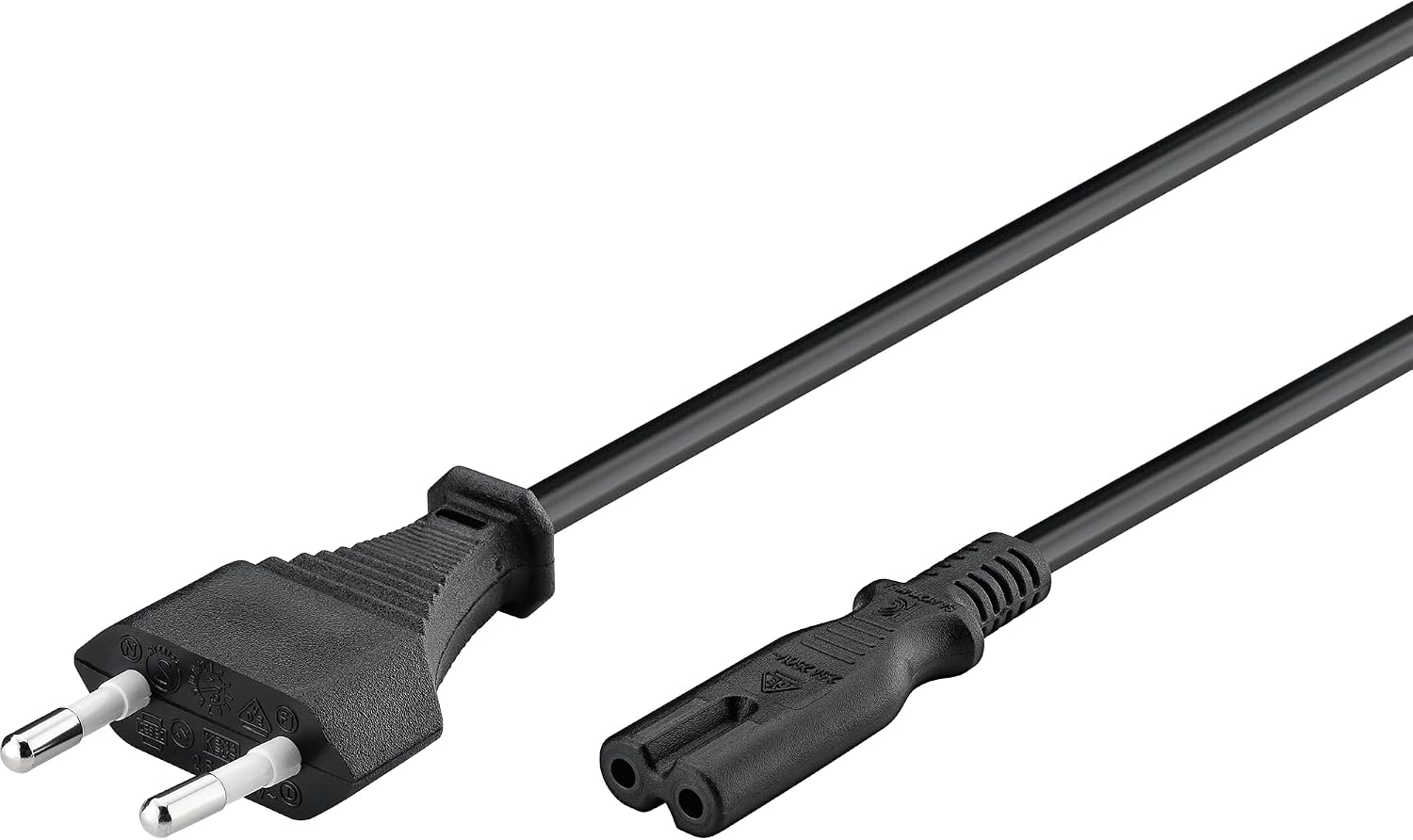 Netzkabel – 1 Stück – Schwarz – Eurostecker C7 – 0,5 M – Für Konsolen Und Elektronik