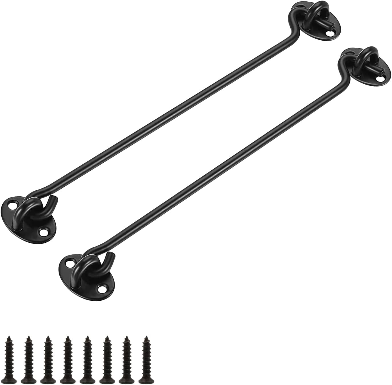 Türhaken, 2 Stück, 310 Mm Edelstahl-türschließer, Schwarzer Türriegel, Fensterhaken Für Türen, Garagenfenster, Gartenhäuser, Chalets
