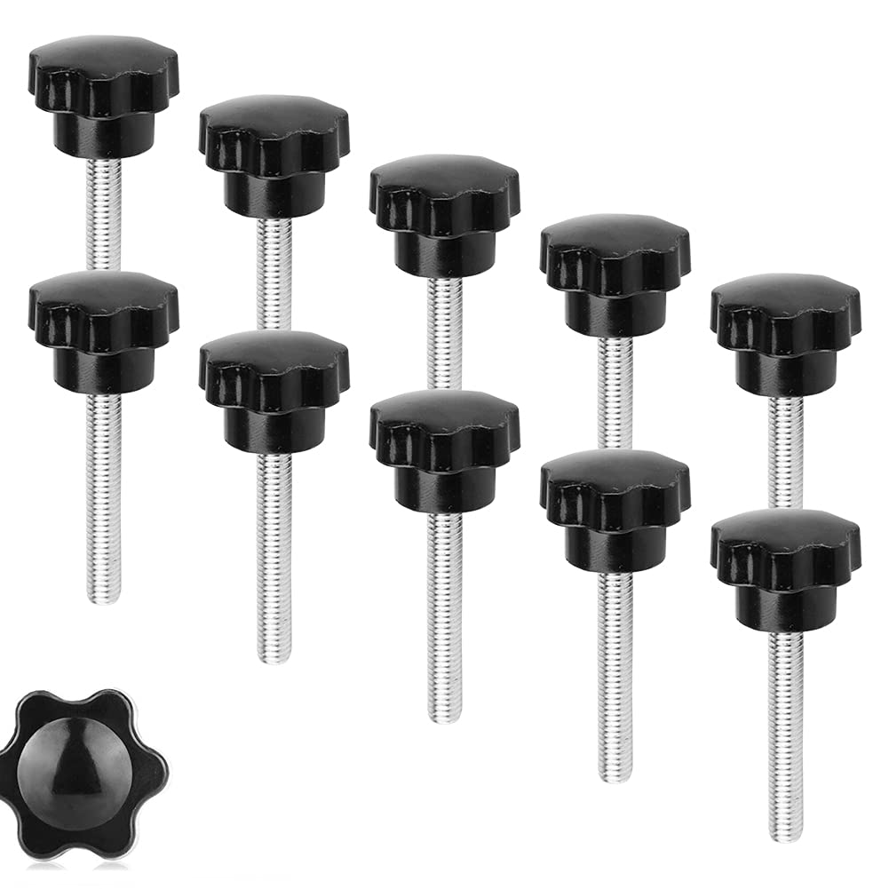 10er-packung M8x50mm Sternschrauben – Stahl Und Pp-kunststoff – Werkzeugloses Manuelles Anziehen – Für Maschinen Und Möbel – Schwarz