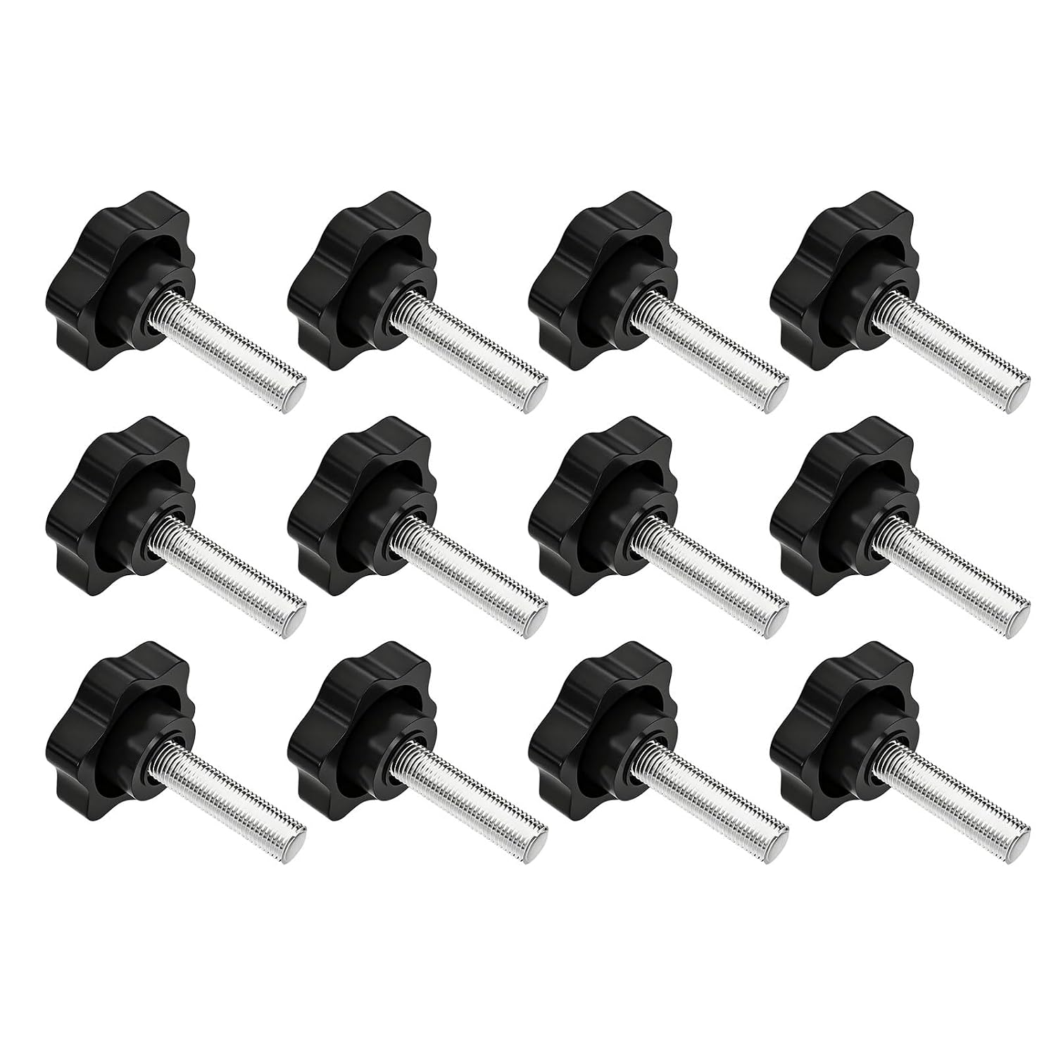 M6 Flügelschrauben – 12er-pack – Verzinktes Metall Und Kunststoff – Werkzeuglose Manuelle Befestigung – Möbel Und Industrie – Schwarz, 25 Mm