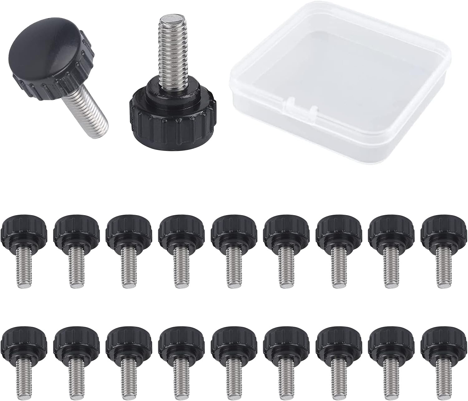 Packung Mit 20 Rändelschrauben M4x15 Mm – Stahl Und Kunststoff – Werkzeuglose Manuelle Befestigung – Für Elektronik Und Möbel – Schwarz