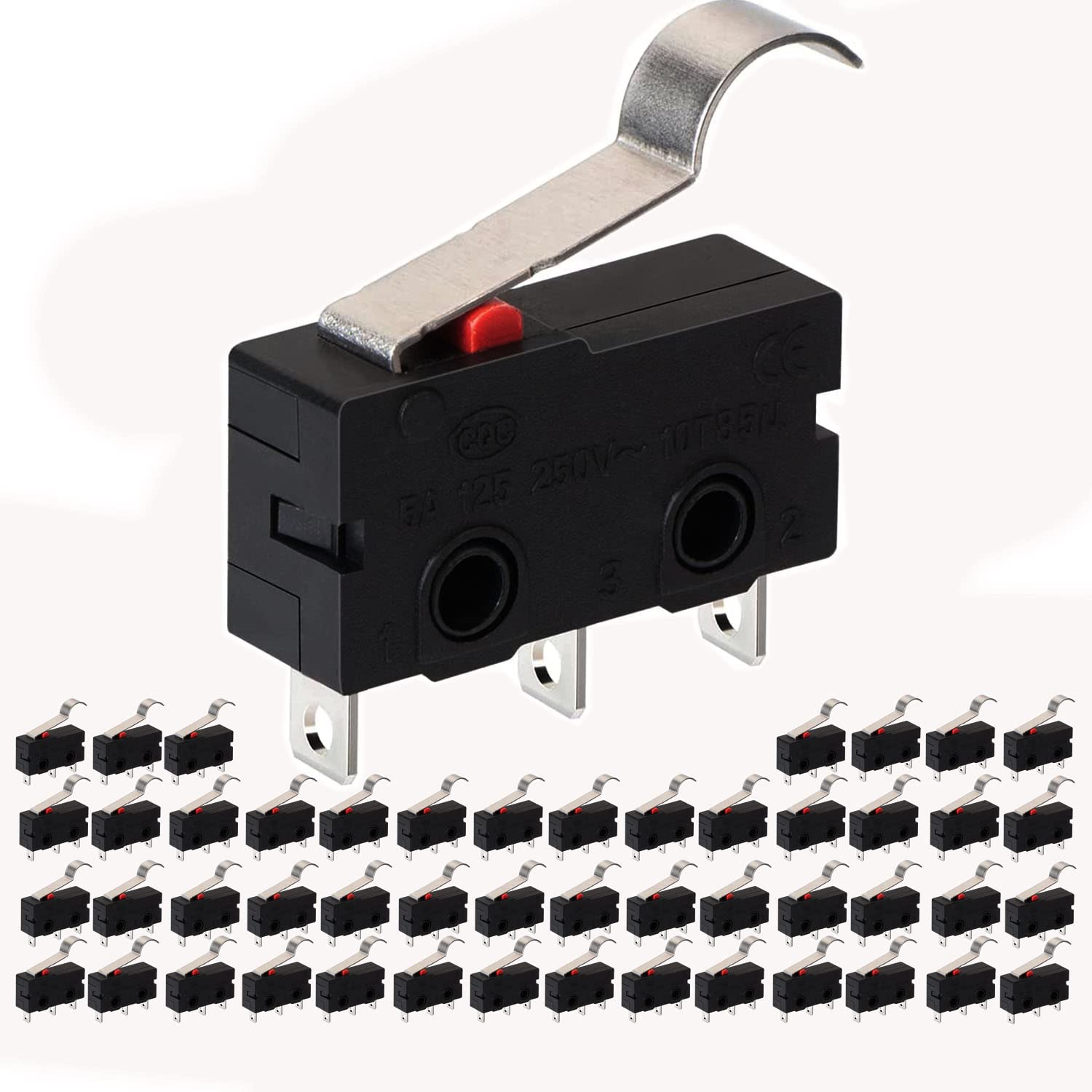 Mikro-endschalter – 50 Stück – Robuster Kunststoff – Spdt-rollenhebel – Elektronik Und Automatisierung – 3-polig, 250 V Wechselstrom
