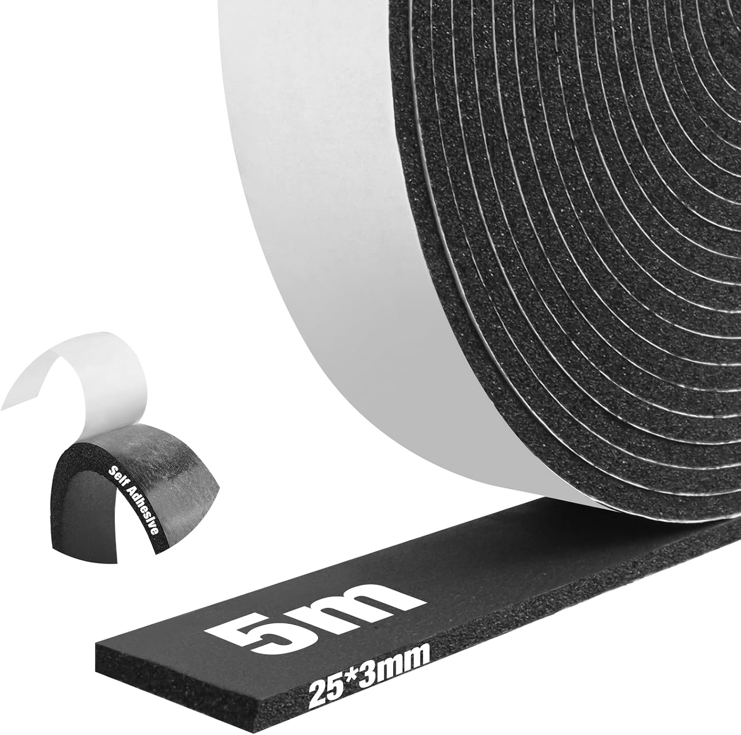 Schaumstoff-dichtungsstreifen – 1 Rolle – Neopren Cr Isolierend – Schall- Und Zugluftdämmend – Türen, Fenster, Möbel – Schwarz, 25 Mm