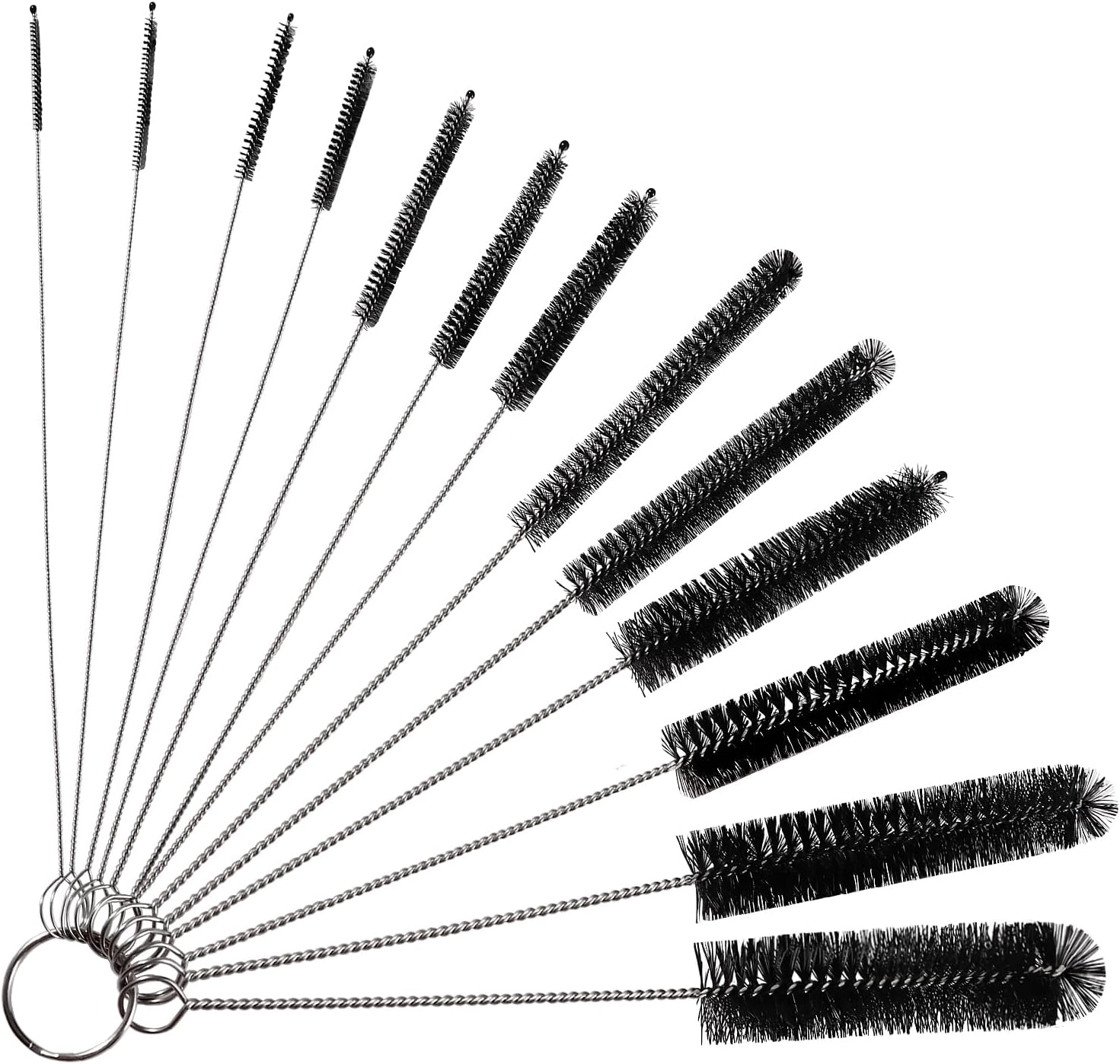 13-teiliges Reinigungsbürsten-set – Nylon Und Edelstahl – Flexibel Für Strohhalme Und Teekannen – Küche Und Haushalt – Schwarz