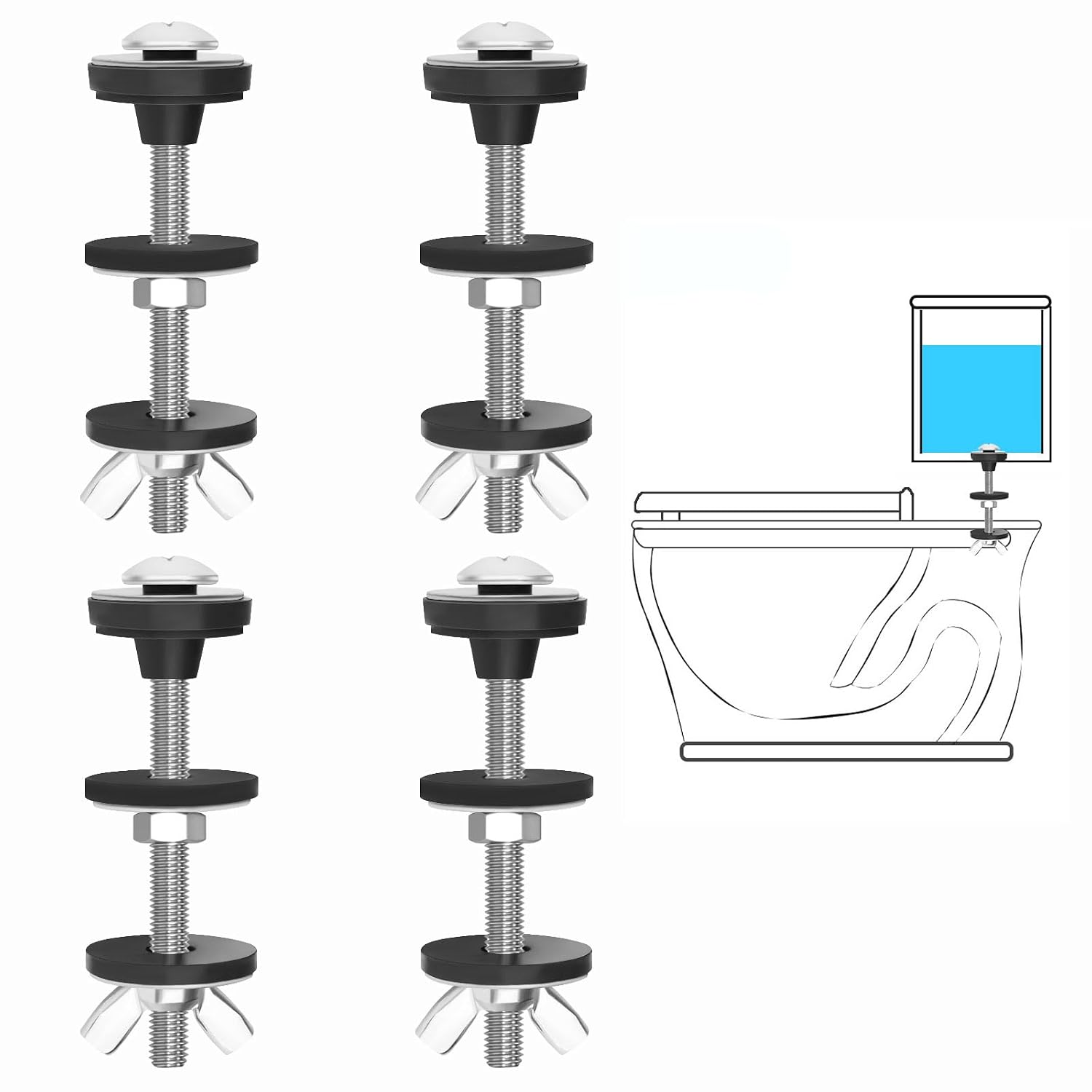 Universelles Wc-spülkasten-befestigungsset – 4-teilig – Edelstahl 304 – Auslaufsicheres Reparaturset – Für Alle Standardmodelle – 7,4 Cm Schrauben