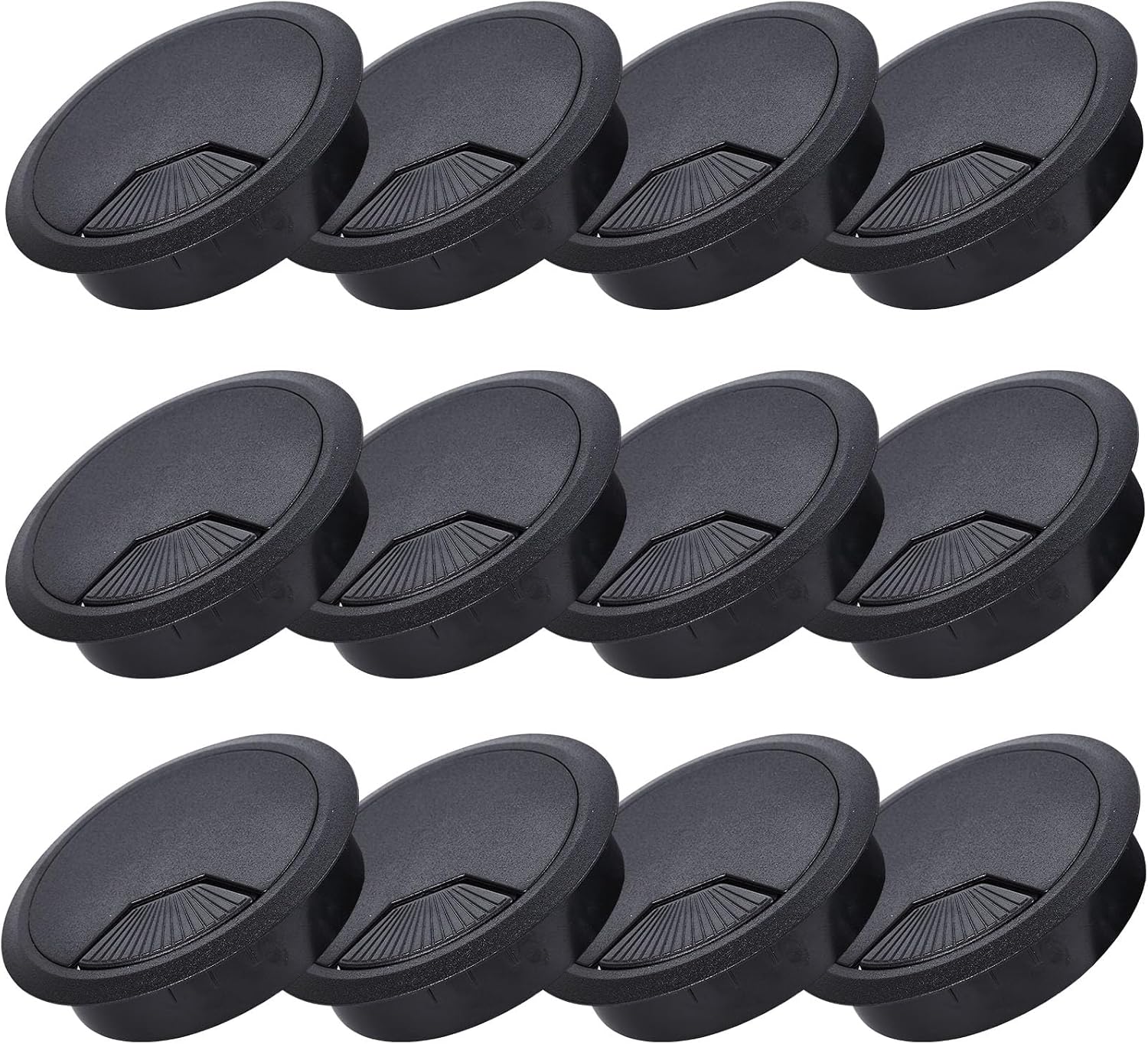 Kabeldurchführungen Für Den Schreibtisch – 12er-pack – Schwarzer Kunststoff Und Metall – Für Ordentliches Kabelmanagement – Für Zuhause Und Büro – 80 Mm Durchmesser