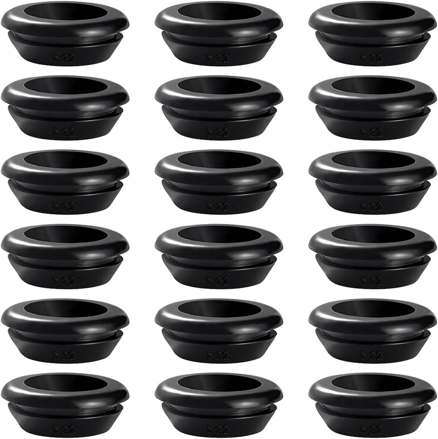 Kabelverschraubung Aus Gummi – 18er-pack – Schwarz, Flexibel – Schutz Für Elektrische Kabel – Haushalt, Kfz, Industrie – 18 X 22 Mm