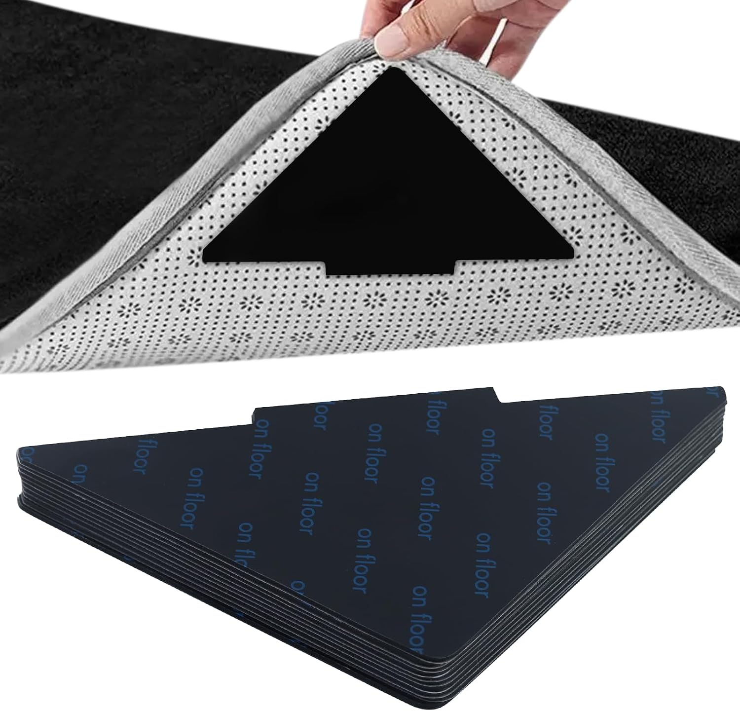 Set Mit 22 Schwarzen Anti-rutsch-matten – Polyurethan (pu) – Ultradünnes Dreiecksdesign – Für Parkett- Und Fliesenböden – 28 X 14 Cm