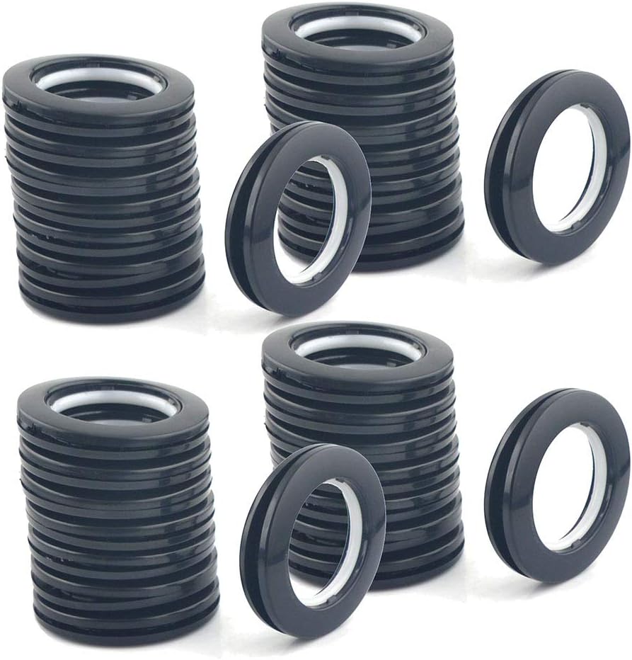 Clip-on-ösen Für Gardinenstangen – 32er-pack – Schwarzer Abs-kunststoff – 40 Mm Durchmesser – Für Gardinenstangen Und Duschvorhänge – Werkzeuglose Montage