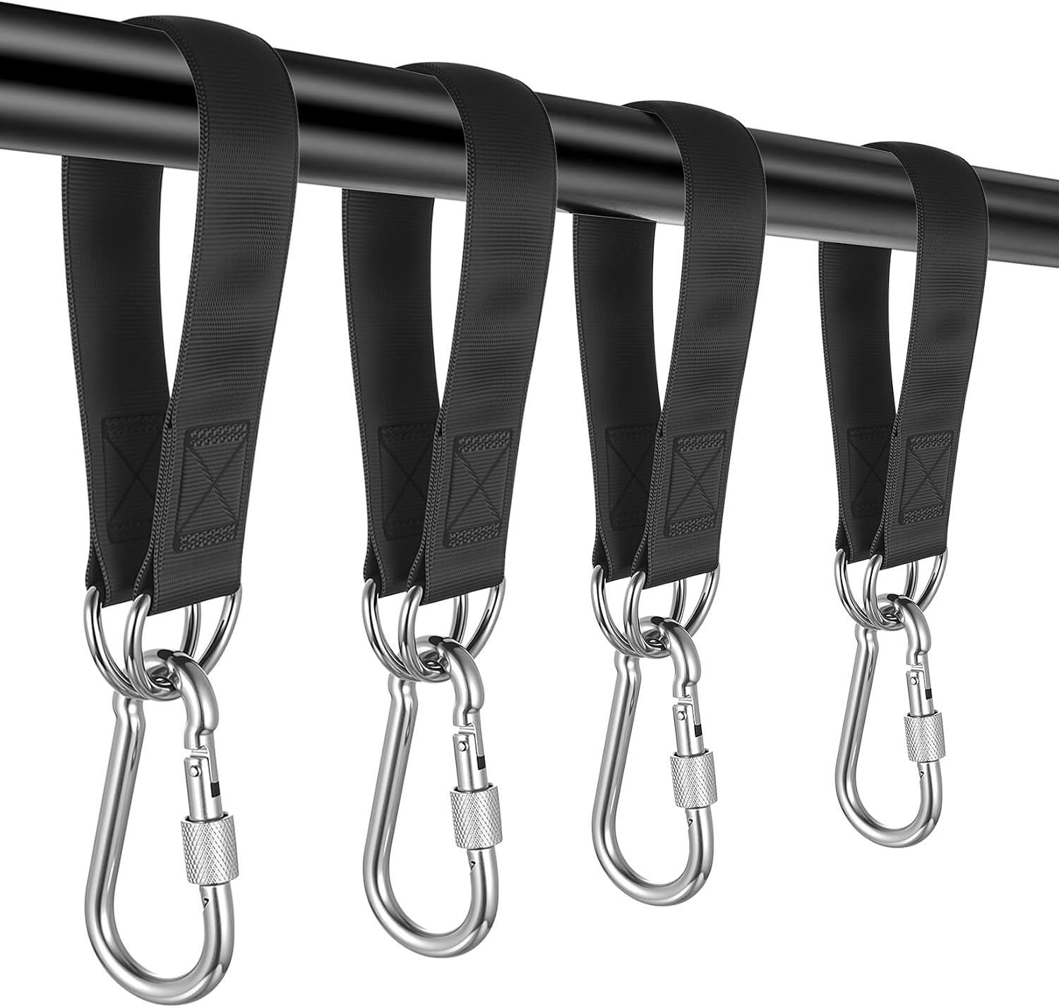 Hängematten-aufhängegurte – 4 Stück – Verstärktes Polyester – Stabile Baumbefestigung – Garten, Camping, Outdoor – Schwarz, 30 Cm