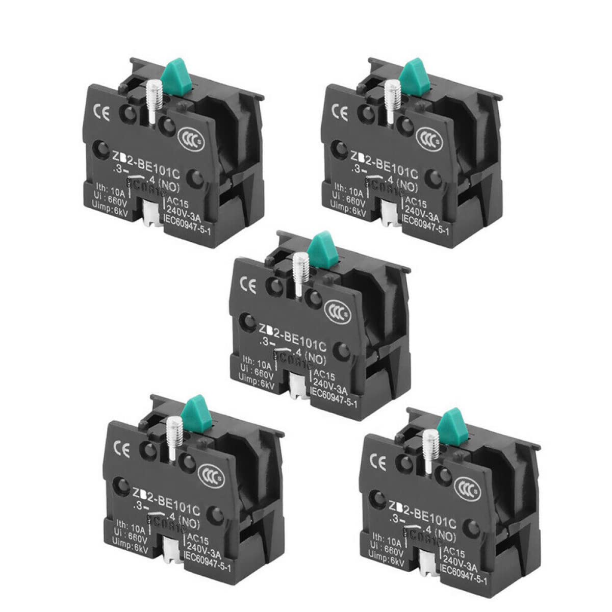 Industrieller Joystick-schalter – 5er-pack – Robustes Schwarzes Kunststoff – 10 A, 600 V, Schließer/öffner – Für Schaltschränke – 22 Mm Durchmesser