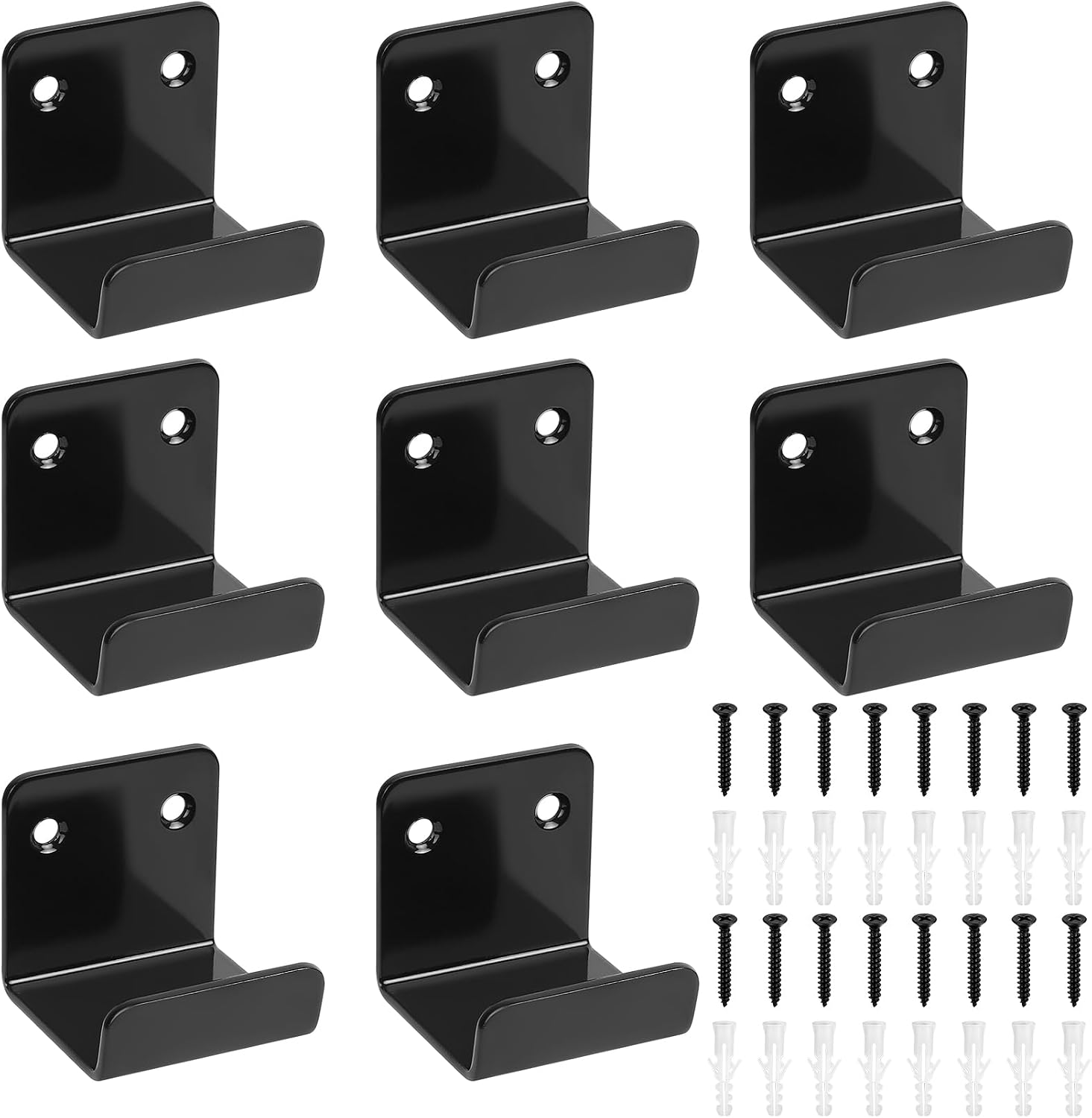 Set Mit 8 U-haken Aus Stahl – Robuste Wandhalterungen 50 Mm – Befestigung An Fliesen Und Beton – Für Garage, Bad, Garten – Schwarz