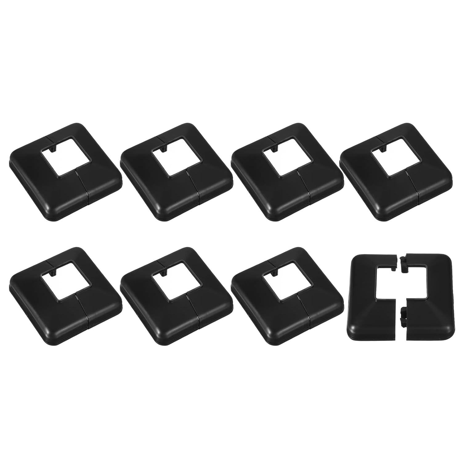 Pfostenabdeckungen – 8 Stück – Schwarzer, Geschlitzter Kunststoff – Verdeckt Schweißnähte – Treppen-/balkongeländer – 40 X 40 Mm – Innenbereich