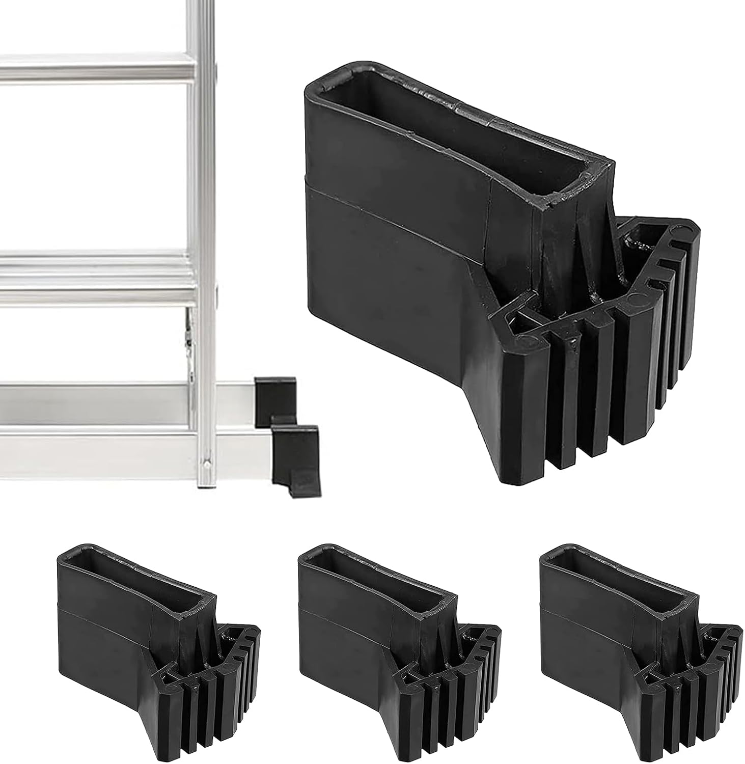 4 Leiterfüße – Schwarzes, Rutschfestes Gummi – Verbesserte Stabilität Und Bodenschutz – Für Teleskop- Und Innenleitern – 8 X 6 X 1,8 Cm