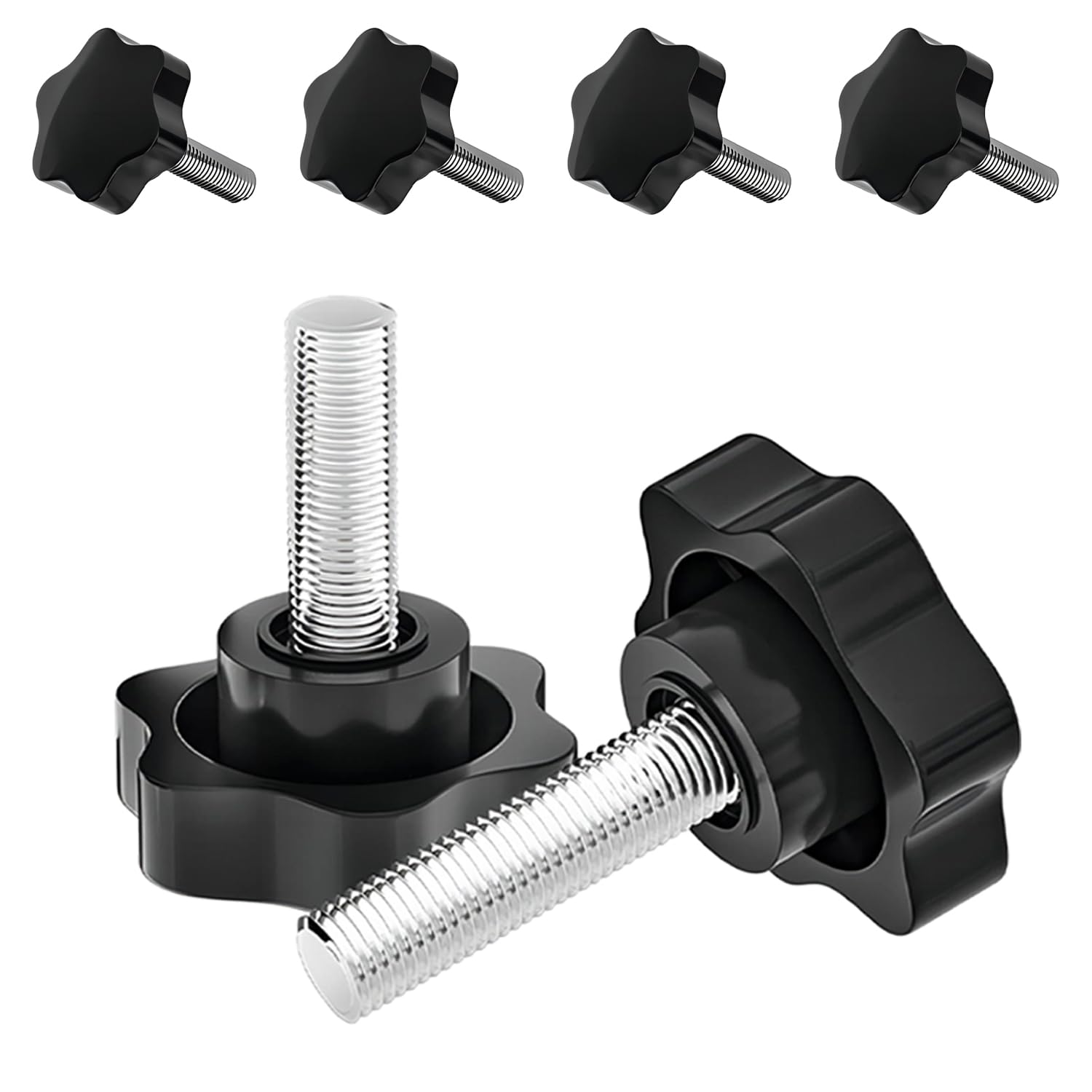 4 M6x16-mm-befestigungsschrauben – Kunststoff Und Stahl – Rändelkopf – Werkzeuglose Manuelle Befestigung – Industrie Und Heimwerkerbedarf