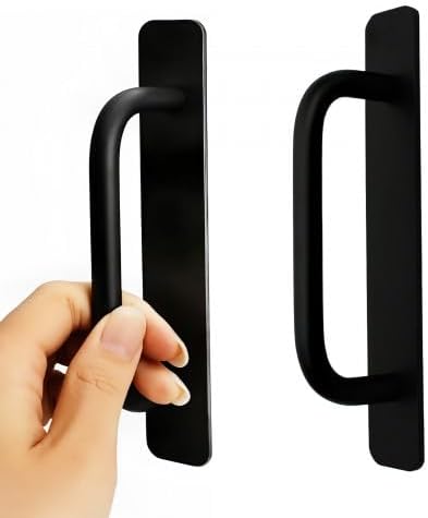 Selbstklebende Türgriffe – 2er-set – Aluminiumlegierung – Bohrfreie Montage – Küche Und Balkon – Schwarz, 14,7 Cm