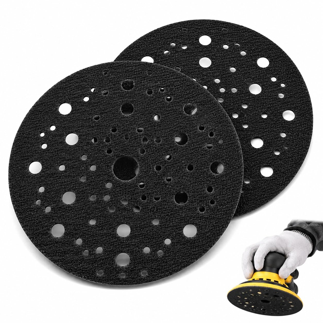 150-mm-schutzpads – 2er-pack – Robuste Schnittstelle Mit 70 Löchern – Optimierte Staubabsaugung – Für Klett-schleifmaschinen – 150 Mm Durchmesser