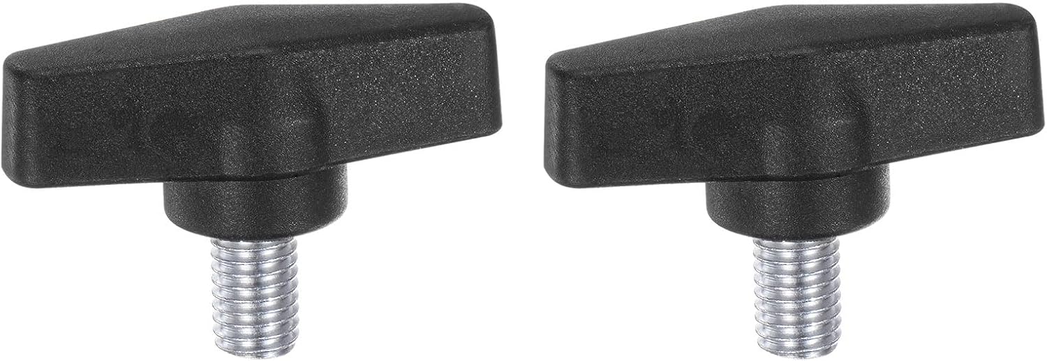 T-förmige Flügelmuttern M10 – 2er-pack – Stahl Und Kunststoff – Schnelles Manuelles Anziehen – Werkzeugmaschinen Und Befestigungselemente – Schwarz, 55 Mm