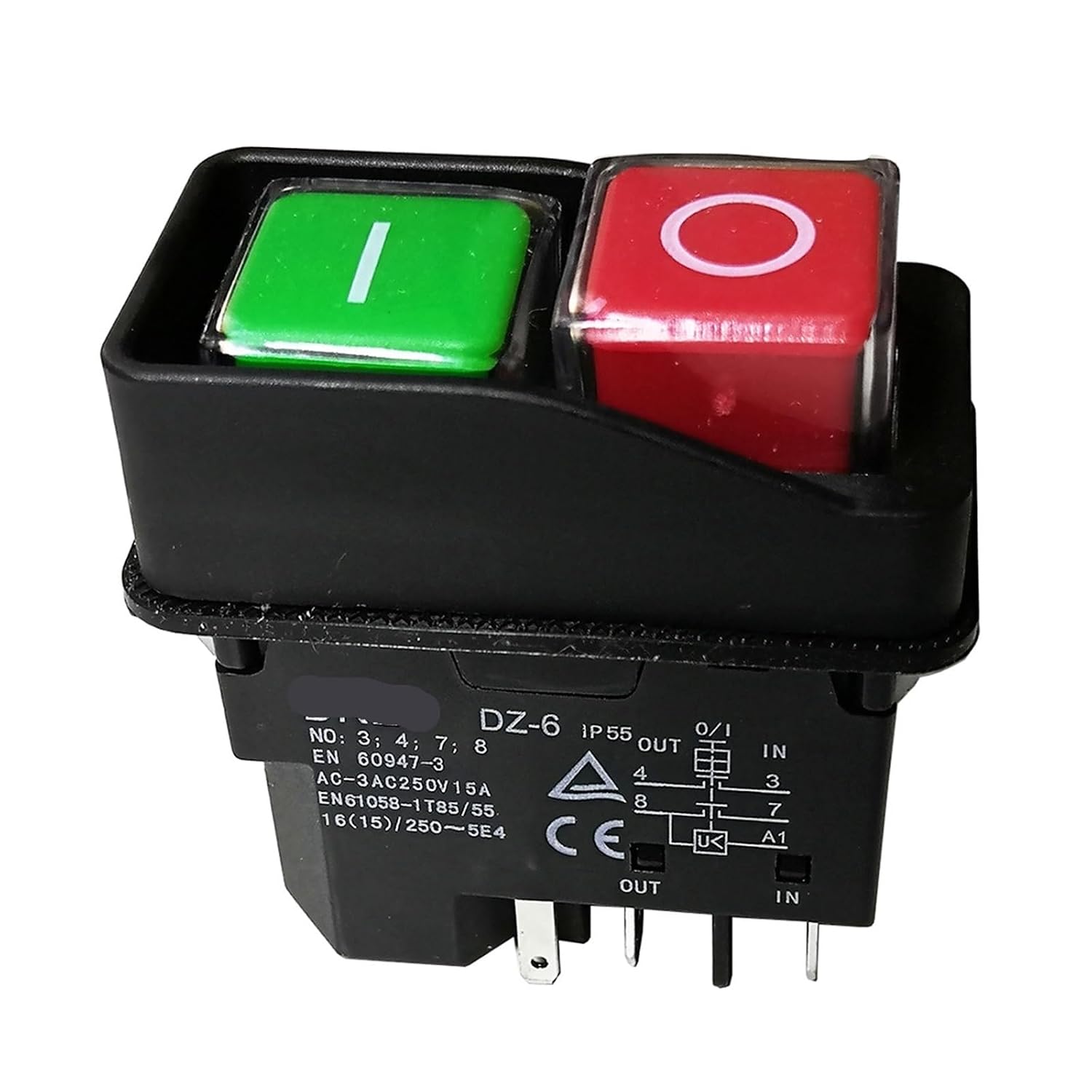 Wasserdichter Elektromagnetischer Schalter – 1 Stück – Schutzart Ip55 – 15 A Not-aus – Für Schleifmaschinen Und Andere Geräte – Schwarzer 5-poliger Stecker