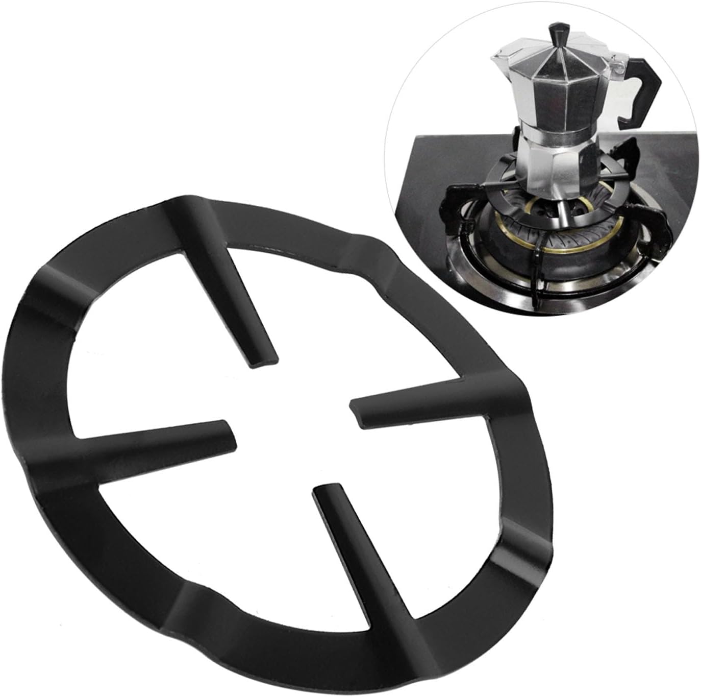 Moka-kanne-ständer – 1 Stück – Edelstahl Und Silikon – Rutschfester Wärmeverteiler – Für Küche Und Café – Schwarz, 13,3 Cm