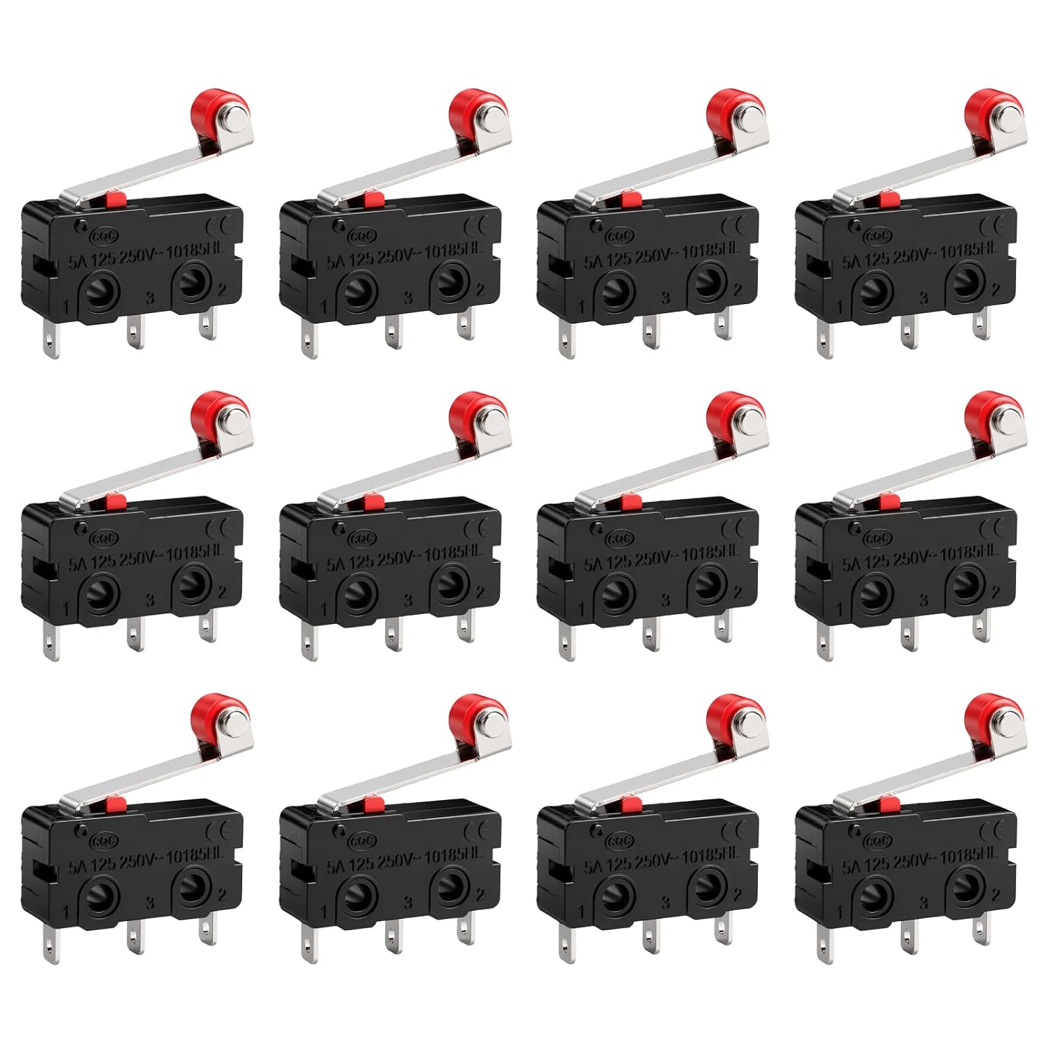 Mikro-endschalter – 12er-pack – Kunststoff Und Metall – Spdt-rollenhebel – Automatisierung Und Elektronik – 5 A, 250 V