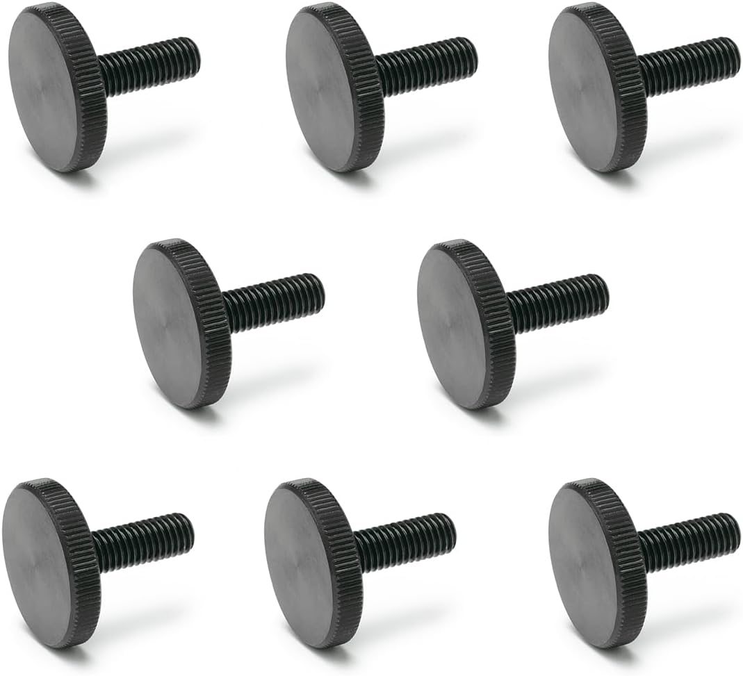 Flache Rändelschrauben – 8 Stück – Stahl, Brüniert – Gewinde M5x12 Din 653 – Werkzeuglose Manuelle Montage – 20 Mm Niedriger Kopf