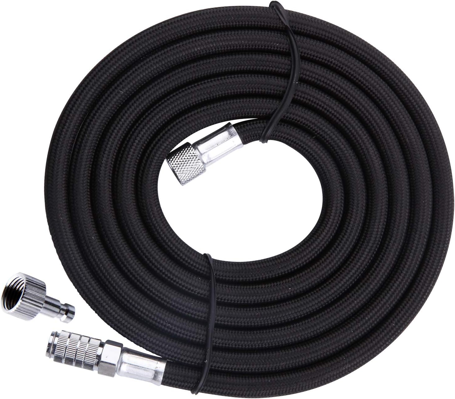 3 Meter Airbrush-schlauch – Schwarzes, Geflochtenes Nylon – G1/8-anschlüsse Und Schnellkupplung – Für Lackierarbeiten Und Modellbau – 300 Cm