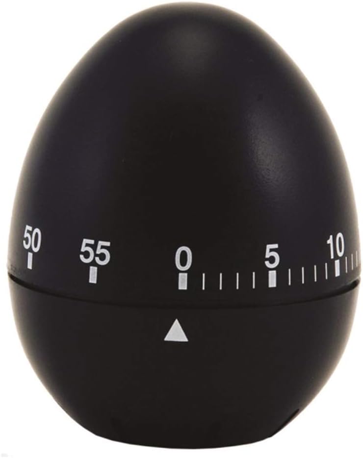 Mechanischer 60-minuten-timer – 1 Stück – Schwarze Eiform – Batterielos – Lauter Signalton – Für Küche, Arbeitszimmer, Sport – Gut Lesbare Weiße Markierungen
