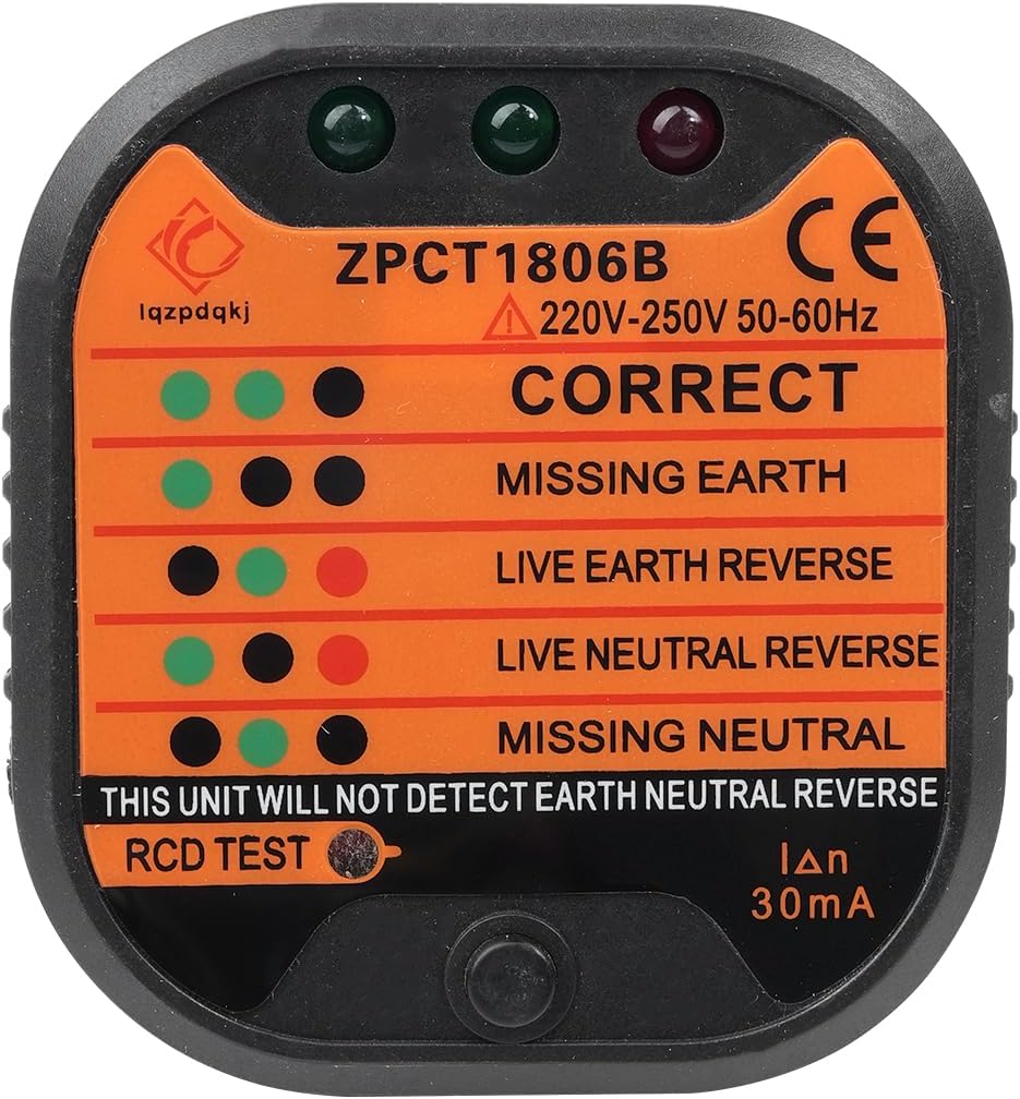 Steckdosentester – 1 Stück – Kompaktes Kunststoffgehäuse – Polaritäts- Und Fehlerprüfung – Für Zuhause Und Unterwegs – 220–250 V