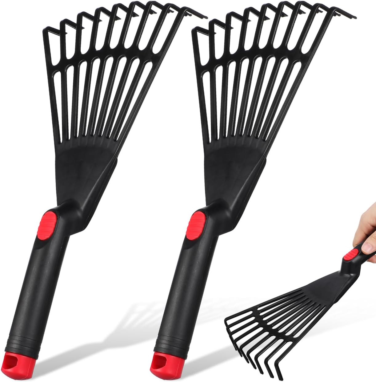 Doitool 2er-set Gartenrechen Aus Kunststoff – Handgerät Zum Auflockern Und Belüften Von Laub Und Erde, Scharfe Zinken Für Die Rasen- Und Beetpflege