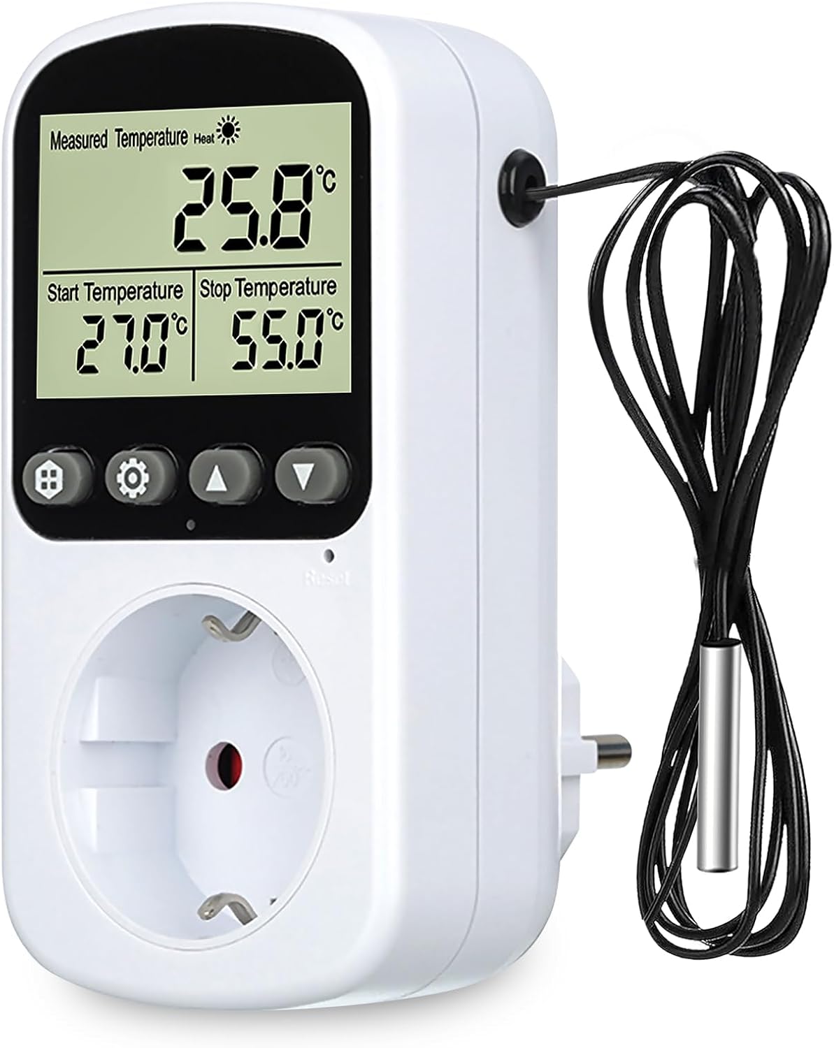 Digitaler Thermostatstecker – 1 Stück – Feuerhemmendes Pc-kunststoffgehäuse – Präzise Lcd-steuerung – Für Gewächshaus Und Aquarium – Schwarz