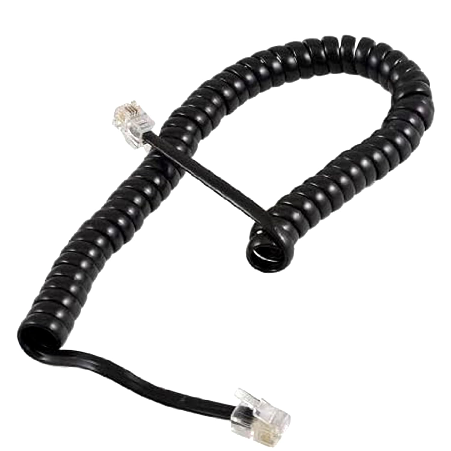 Rj10 Spiralkabel – 1 Stück – Kupfer Und Pvc – Klare Signalübertragung – Festnetztelefon – Schwarz, 180 Cm