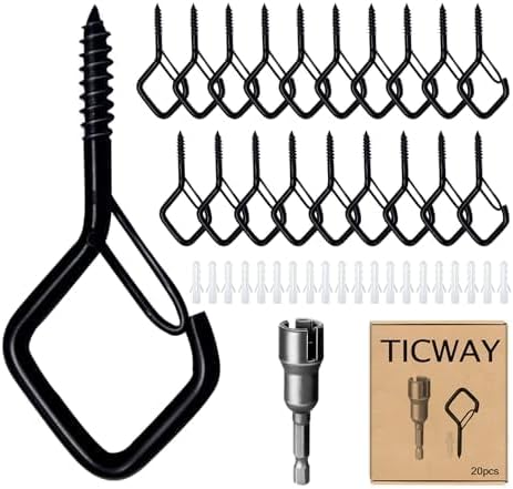 Schwarze Stahl-schraubhaken – 20er-pack – Sicheres Rautenmuster – Zum Aufhängen Von Pflanzen Und Lichterketten – Für Garten Und Terrasse – 60 Mm